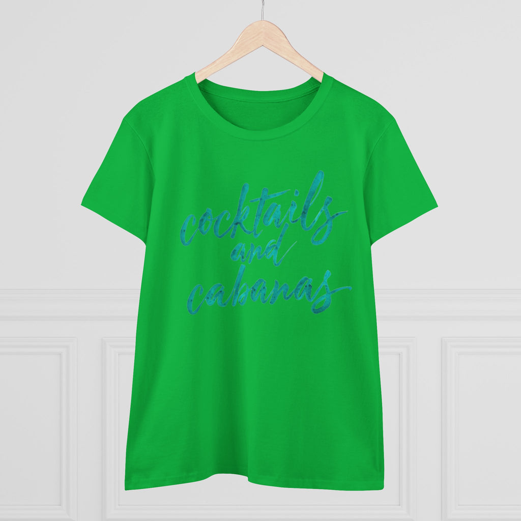Cocktails and Cabanas Tee - Women&#039;s Midweight Cotton Shirt, Beachwear, Summer Top, Vacation Outfit, Casual Wear, Gift for Her, Pool