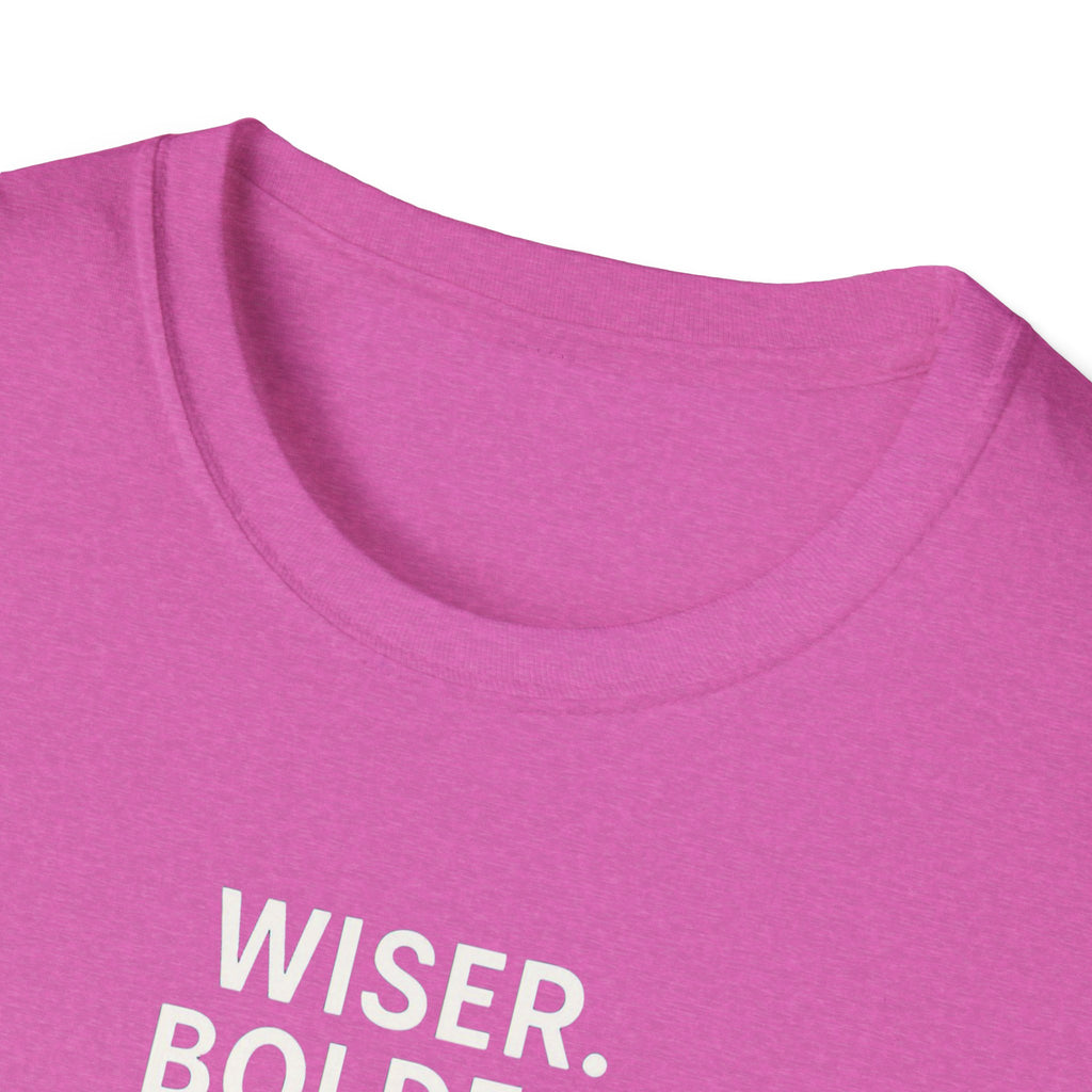 Menopause Transformation Unisex Softstyle T-Shirt, Wiser Bolder Hotter Literally, Hot Flash Tee, Gift for Women, Funny Menopausal Shirt