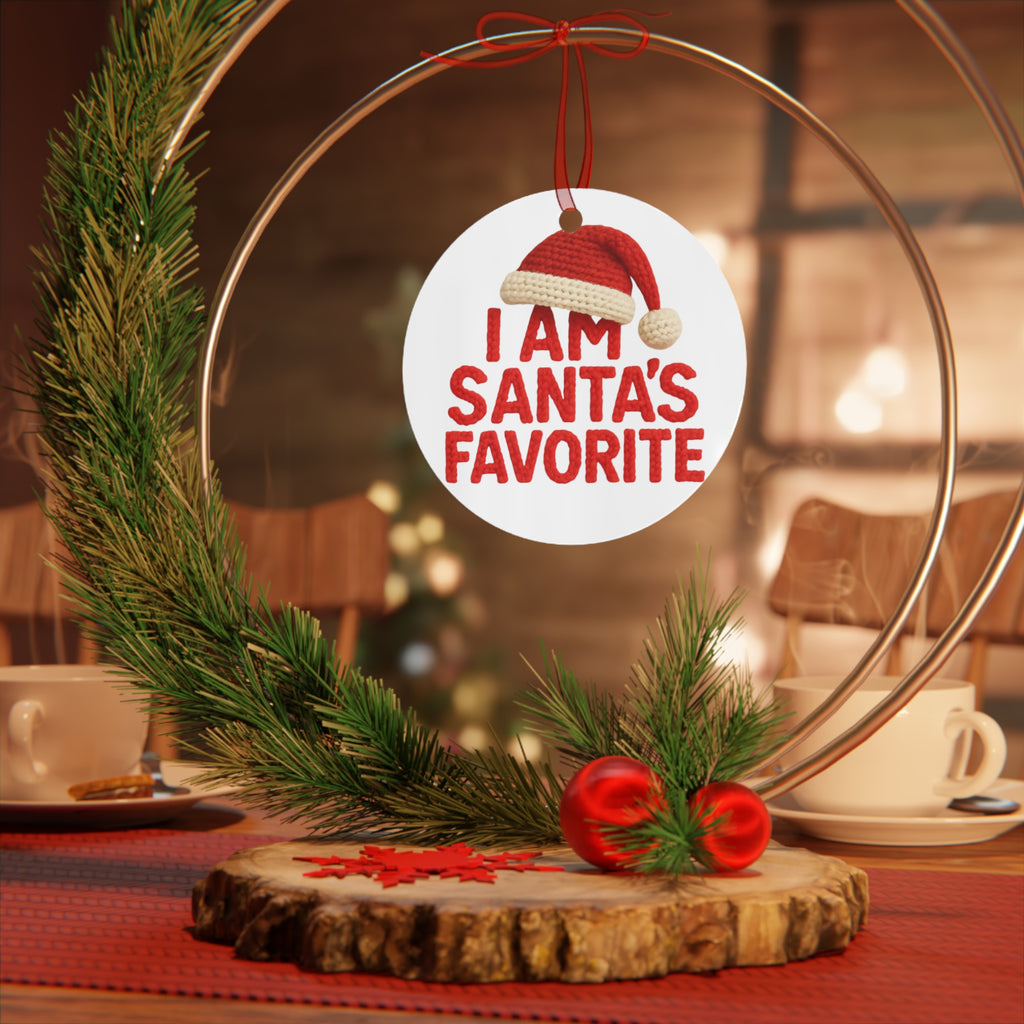 I Am Santa’s Favorite Metal Ornament — Funny Christmas Tree Decoration