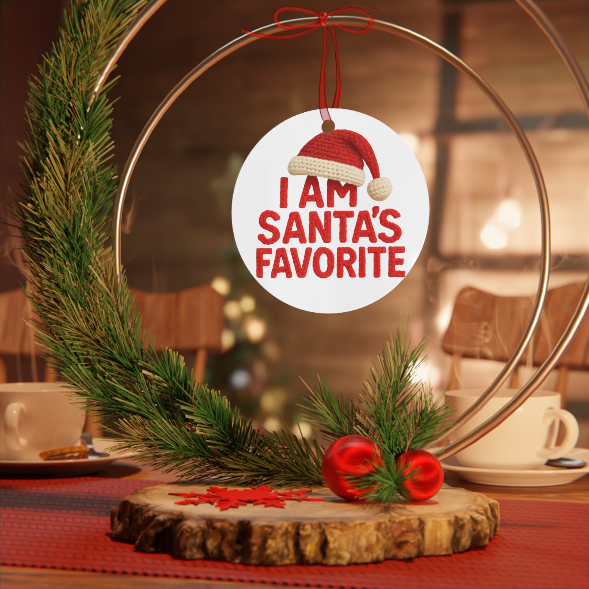 I Am Santa’s Favorite Metal Ornament — Funny Christmas Tree Decoration