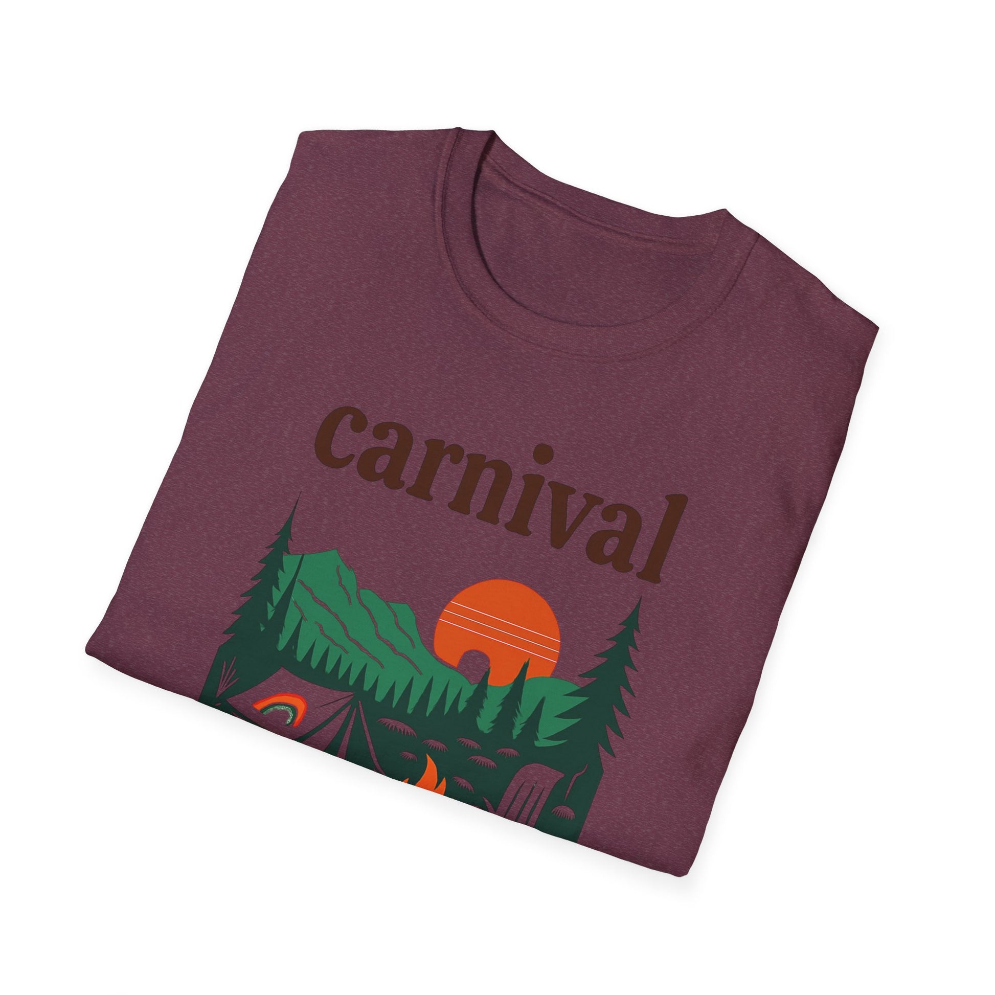 Vintage Camping Graphic T-Shirt, carnival rainbow Unisex Outdoor Tee, Nature Lover Gift, Festival , Retro Hiking Shirt, Carnival 2023 Merch