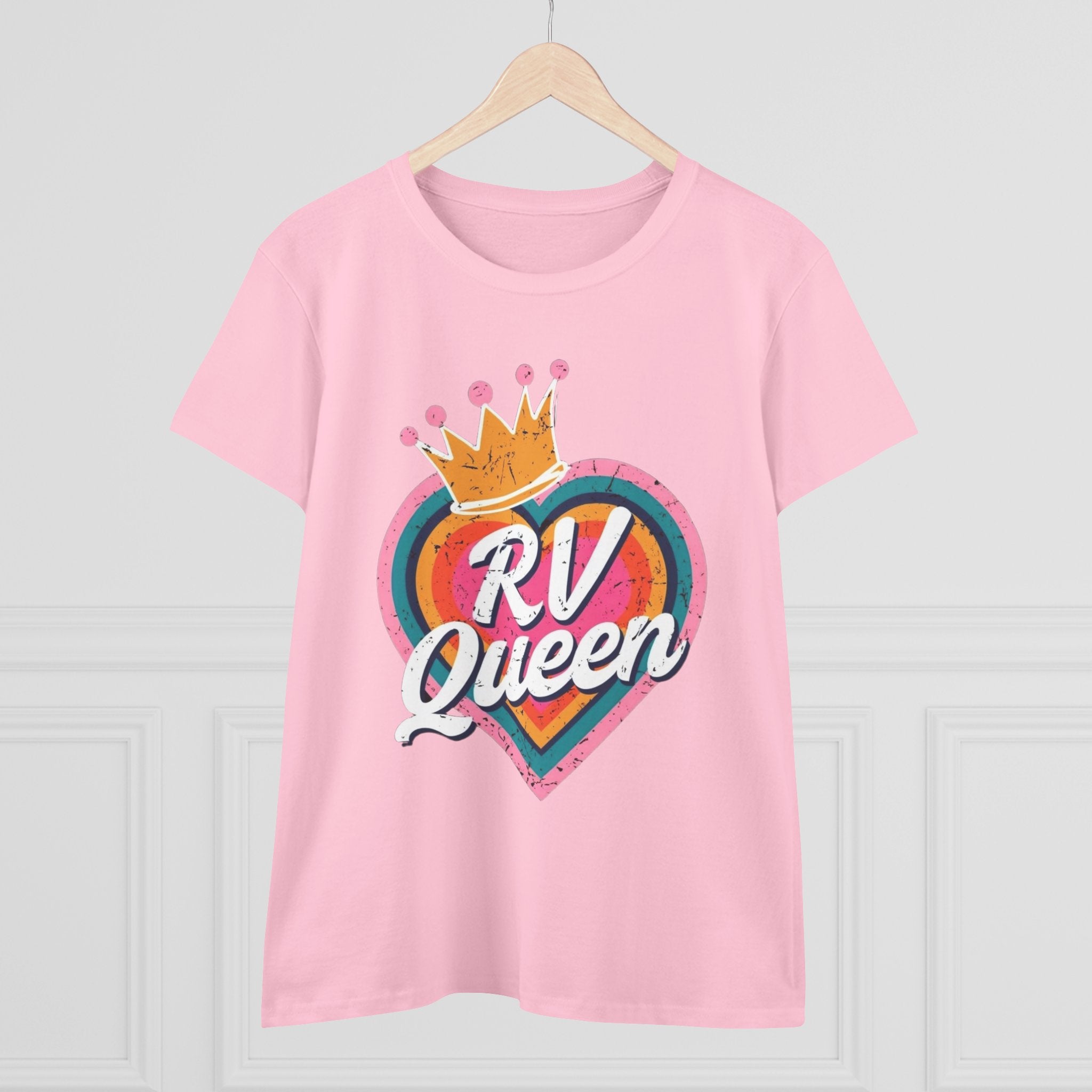T-Shirt, RV Queen Camping Traveling, Women's Midweight Cotton Tee, Outdoor Adventure Shirt, Camper Life Top, Road Trip Apparel, Campfire