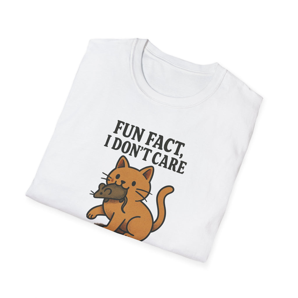 I dont care Sarcastic Cat Lover Unisex Softstyle T-Shirt, Funny Graphic Tee, Zero F's Given Animal Shirt,Humorous Tee for Cat Owners