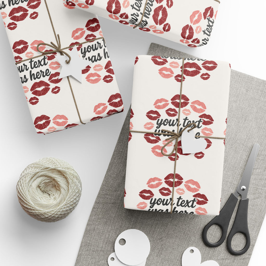 Personalized Any Name Kiss Print Wrapping Paper - Romantic Gift Wrap for Valentine's Day & Special Occasions grandparents aunts gifts for him