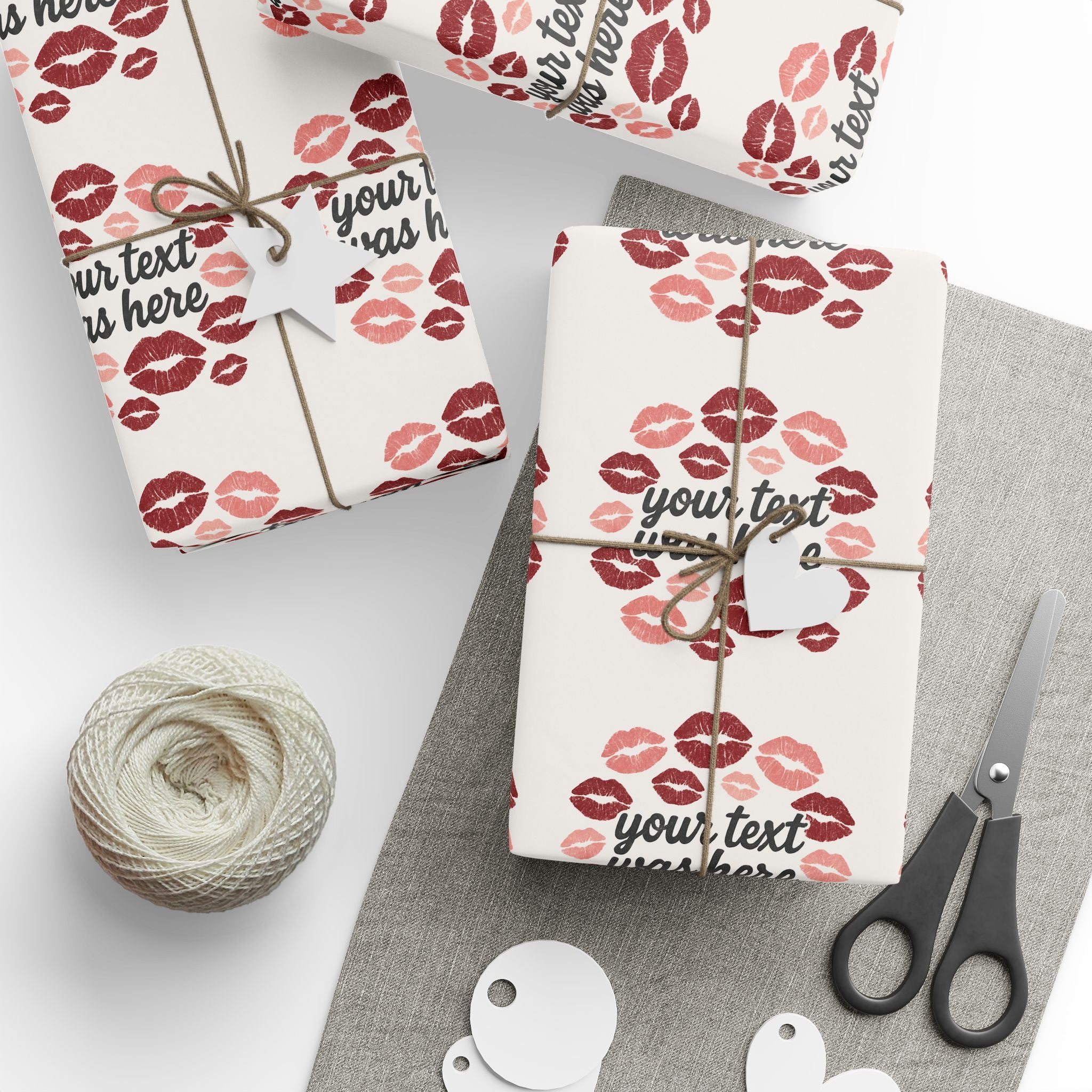 Personalized Any Name Kiss Print Wrapping Paper - Romantic Gift Wrap for Valentine's Day & Special Occasions grandparents aunts gifts for him