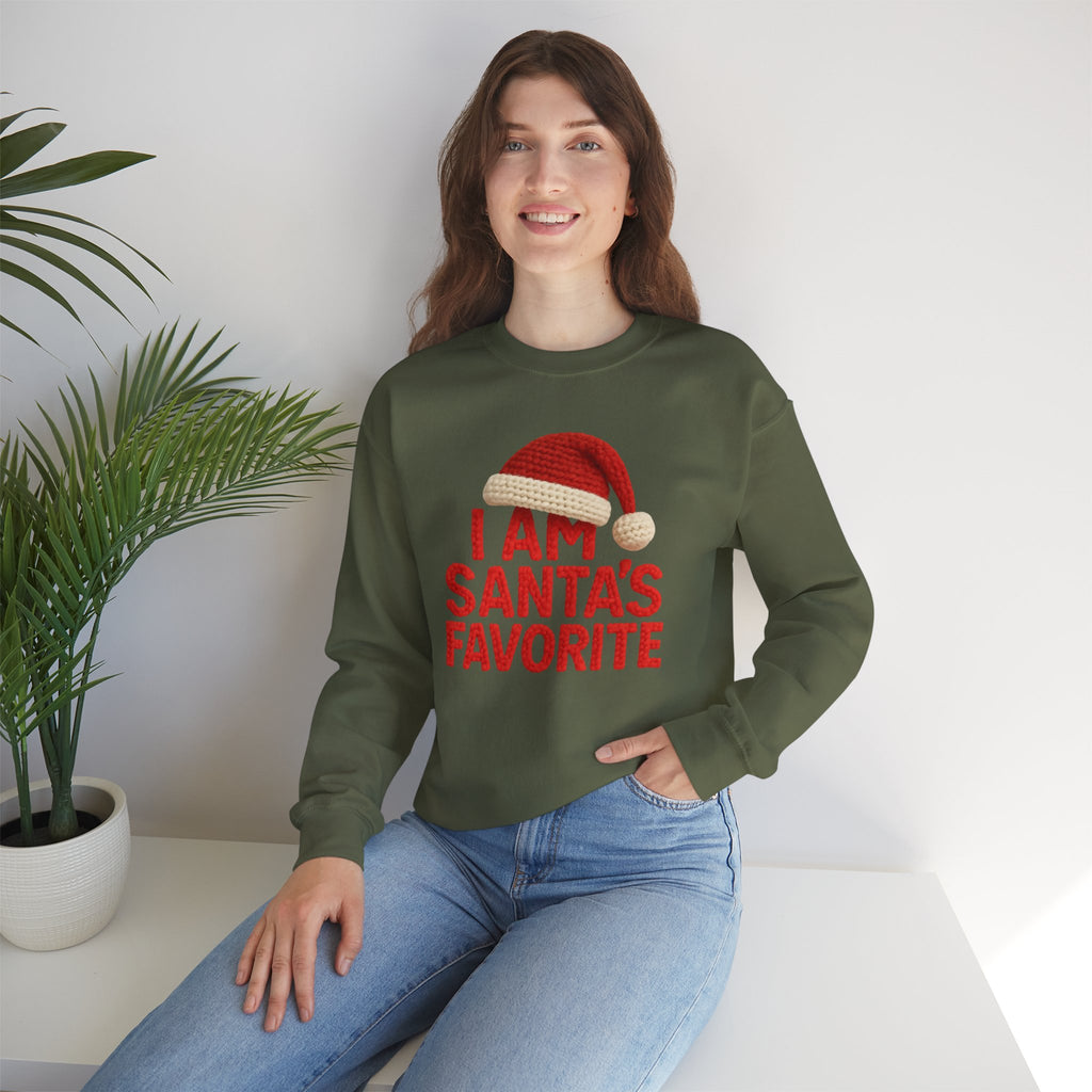 Christmas Sweatshirt - "I Am Santa's Favorite" Festive Crewneck printed