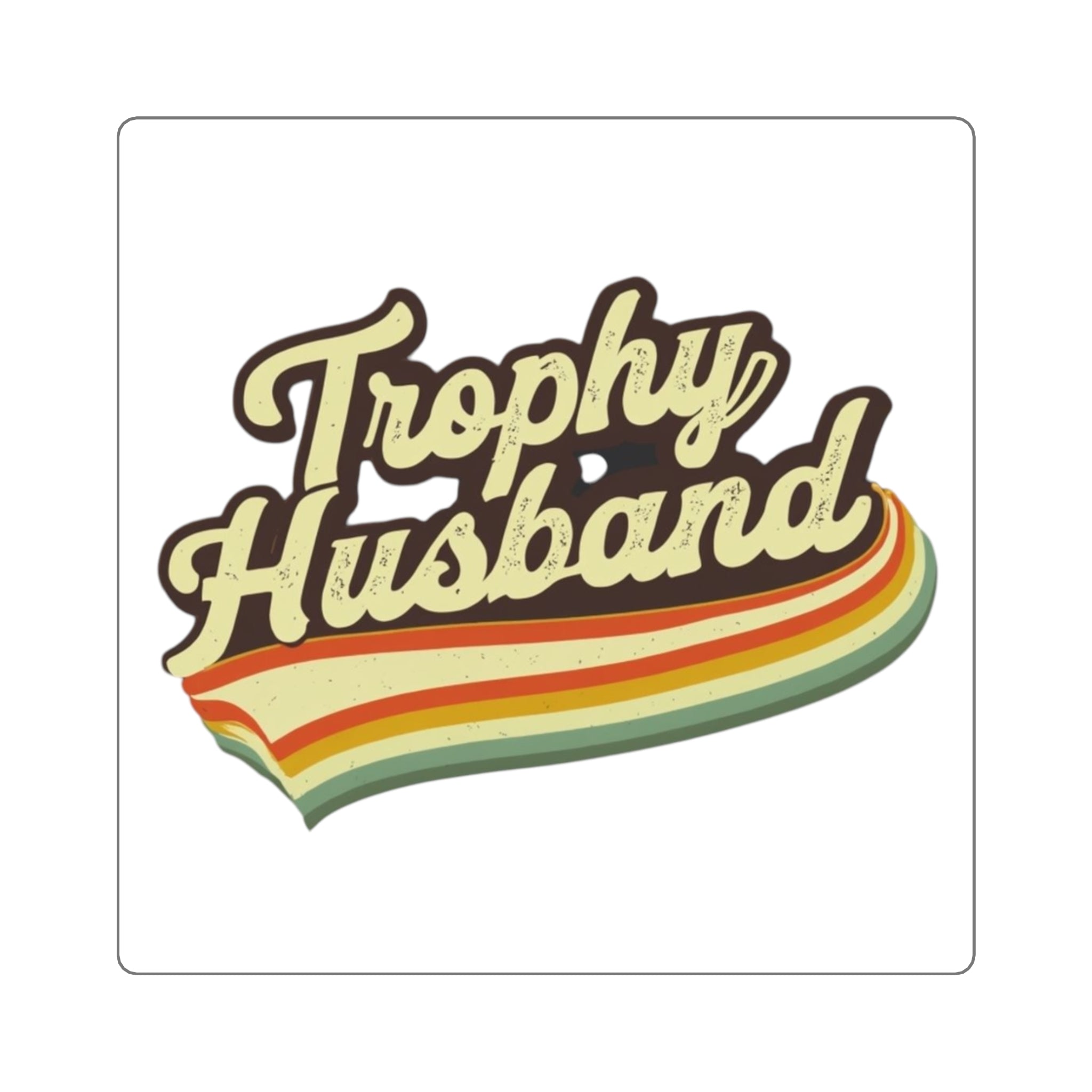Retro Trophy Husband Square Stickers - Funny Gift for Him, Laptop Decal, Man Cave Decor, Wedding Celebration, Gift for Him