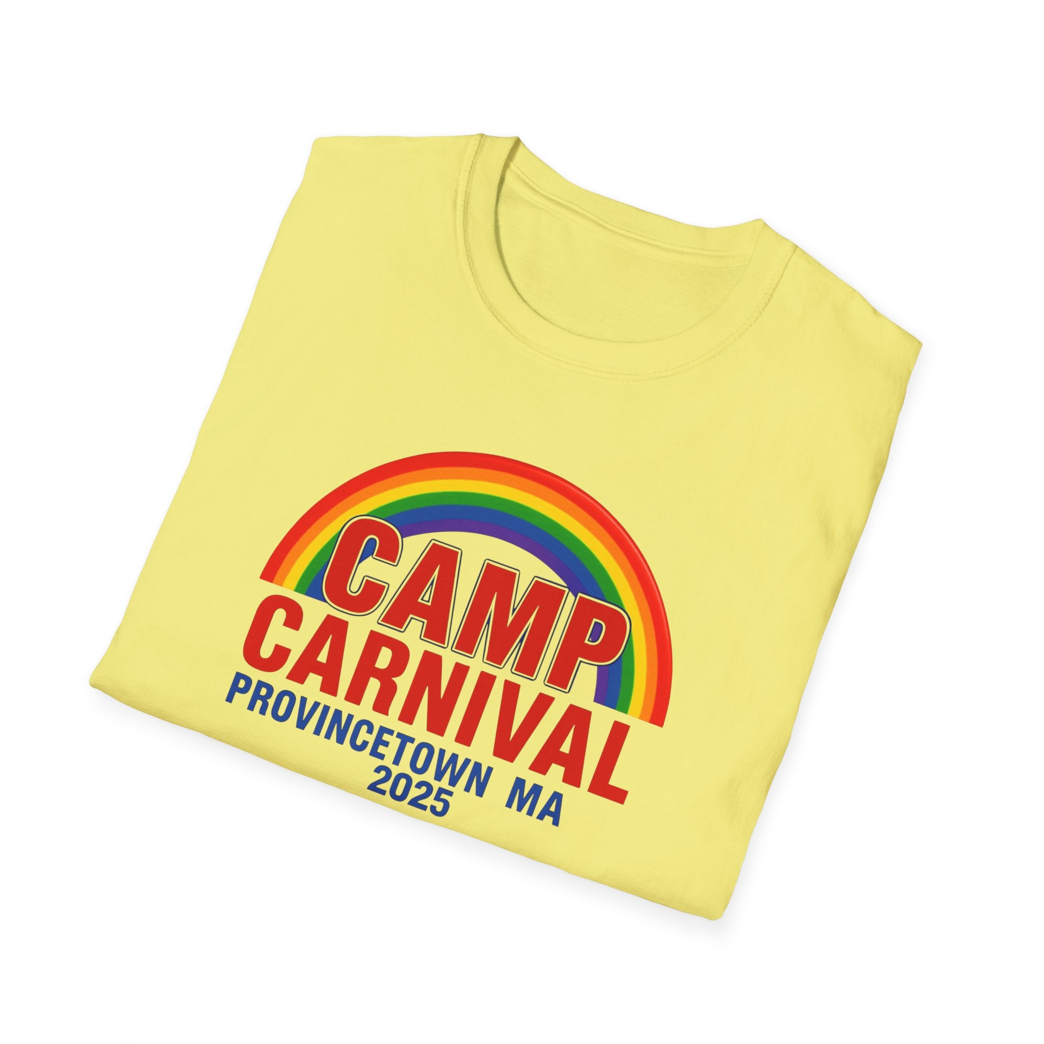 Rainbow Camp Carnival Ptown Unisex T-Shirt, LGBTQ+ Pride Apparel, Summer Festival Top, Gift for Camp Lovers, 2025 Event Shirt