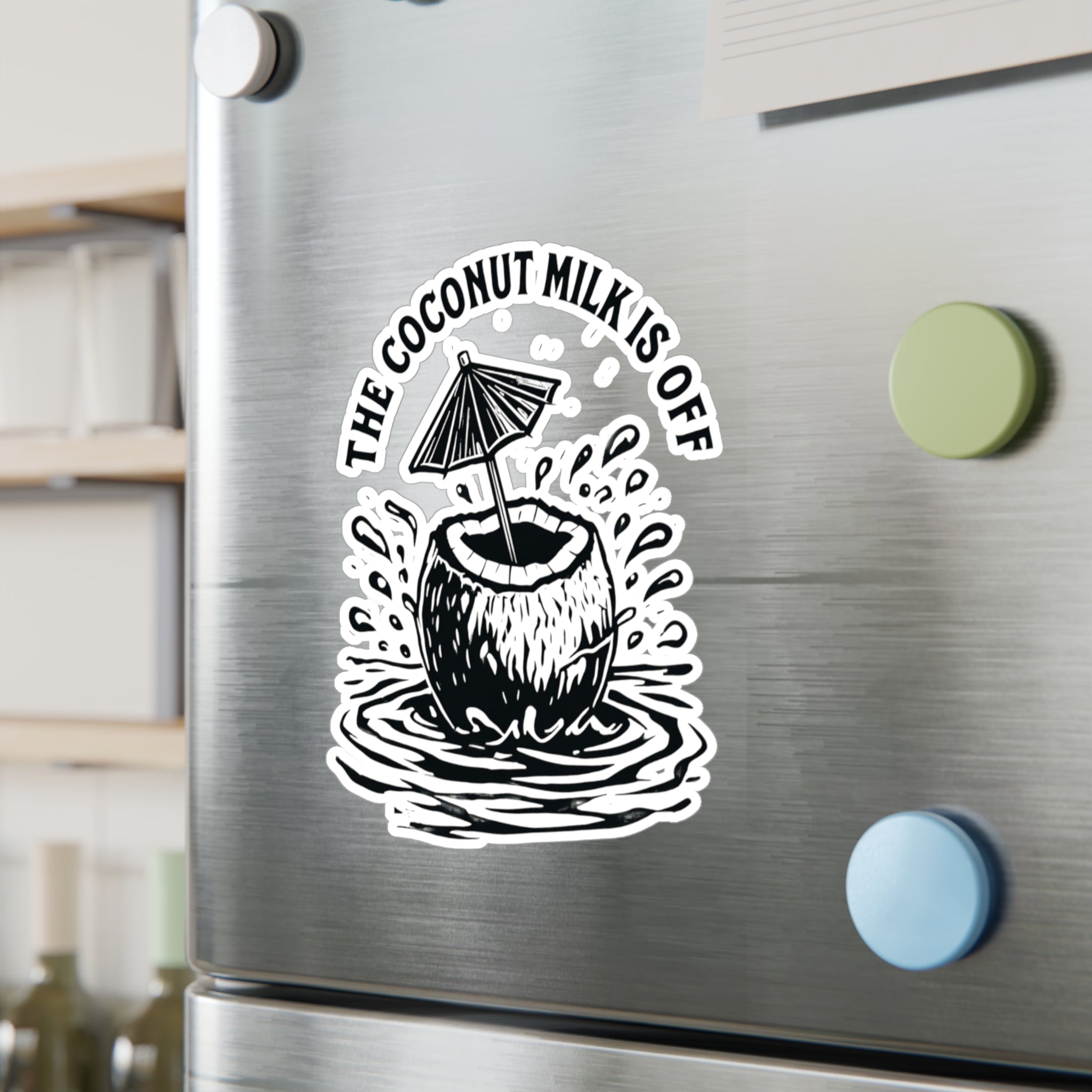 Coconut Milk Vinyl Decals - Fun Tropical Decor for Laptops & Water Bottles, Aesthetic Stickers for Home, Beach Lover Gift, Summer Vibes