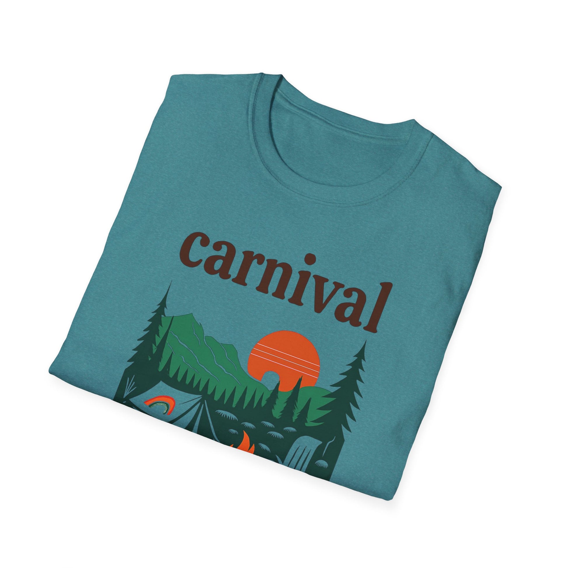 Vintage Camping Graphic T-Shirt, carnival rainbow Unisex Outdoor Tee, Nature Lover Gift, Festival , Retro Hiking Shirt, Carnival 2023 Merch