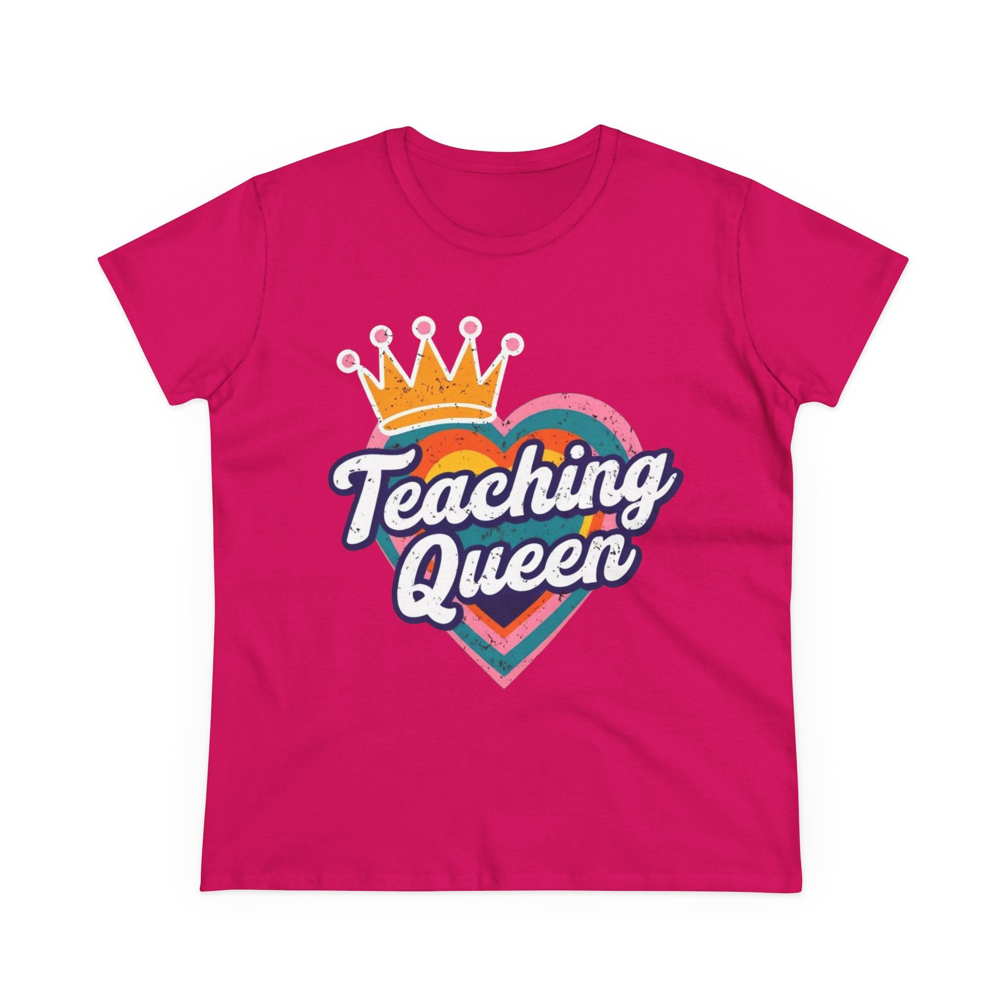 Teaching Queen Tee, Best Teacher Gift Shirt, Midweight Cotton T-Shirt, Teacher Appreciation Top, Female Educator Apparel, School Instructor