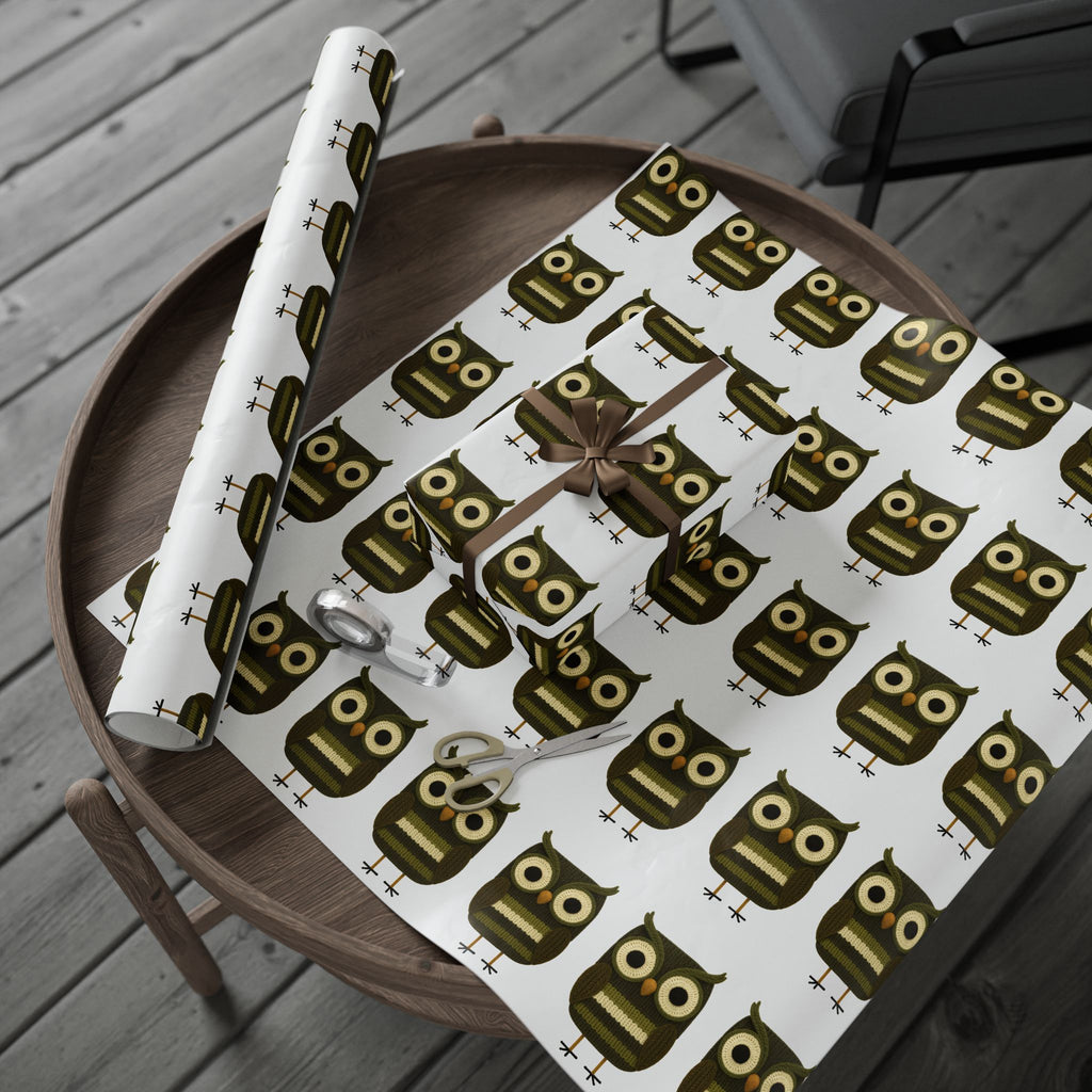 Wrapping Paper Roll - crocheted Owl Pattern Gift Wrap for Nature Lovers