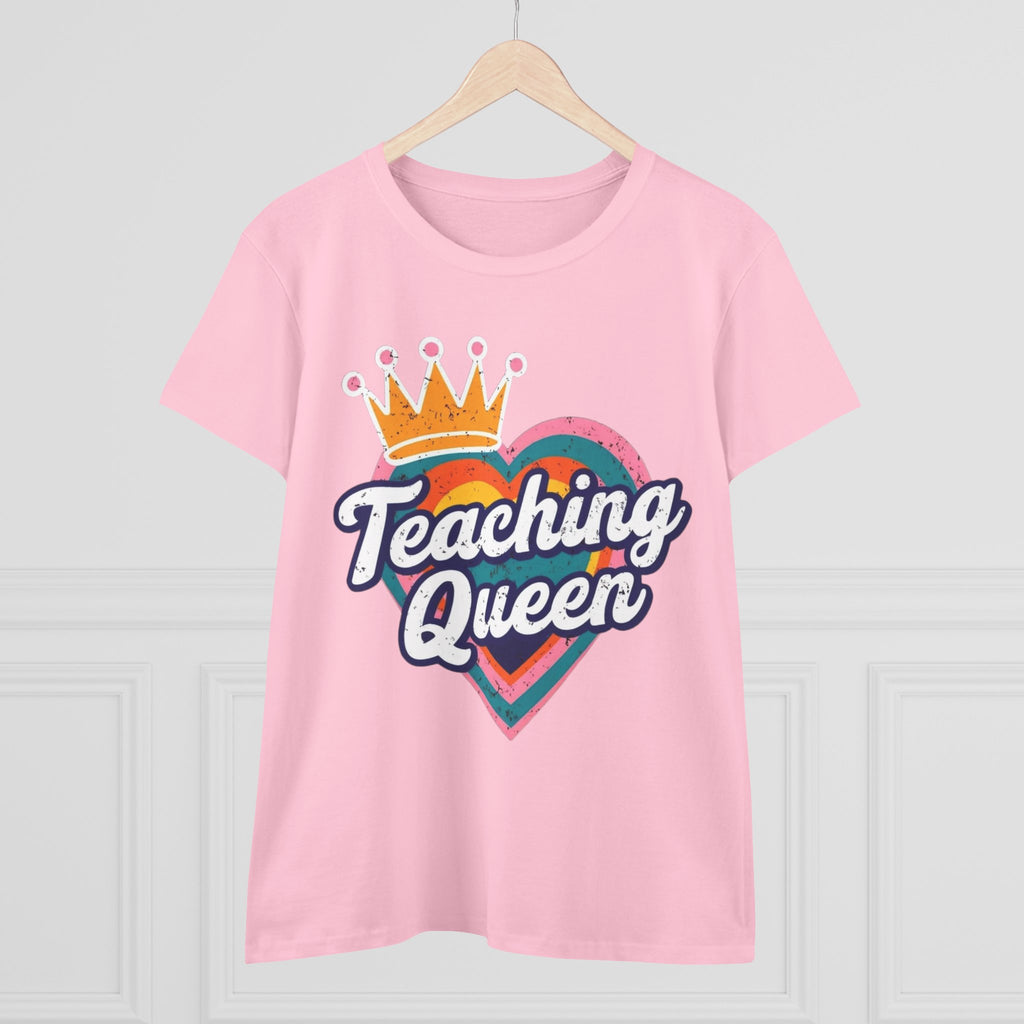 Teaching Queen Tee, Best Teacher Gift Shirt, Midweight Cotton T-Shirt, Teacher Appreciation Top, Female Educator Apparel, School Instructor