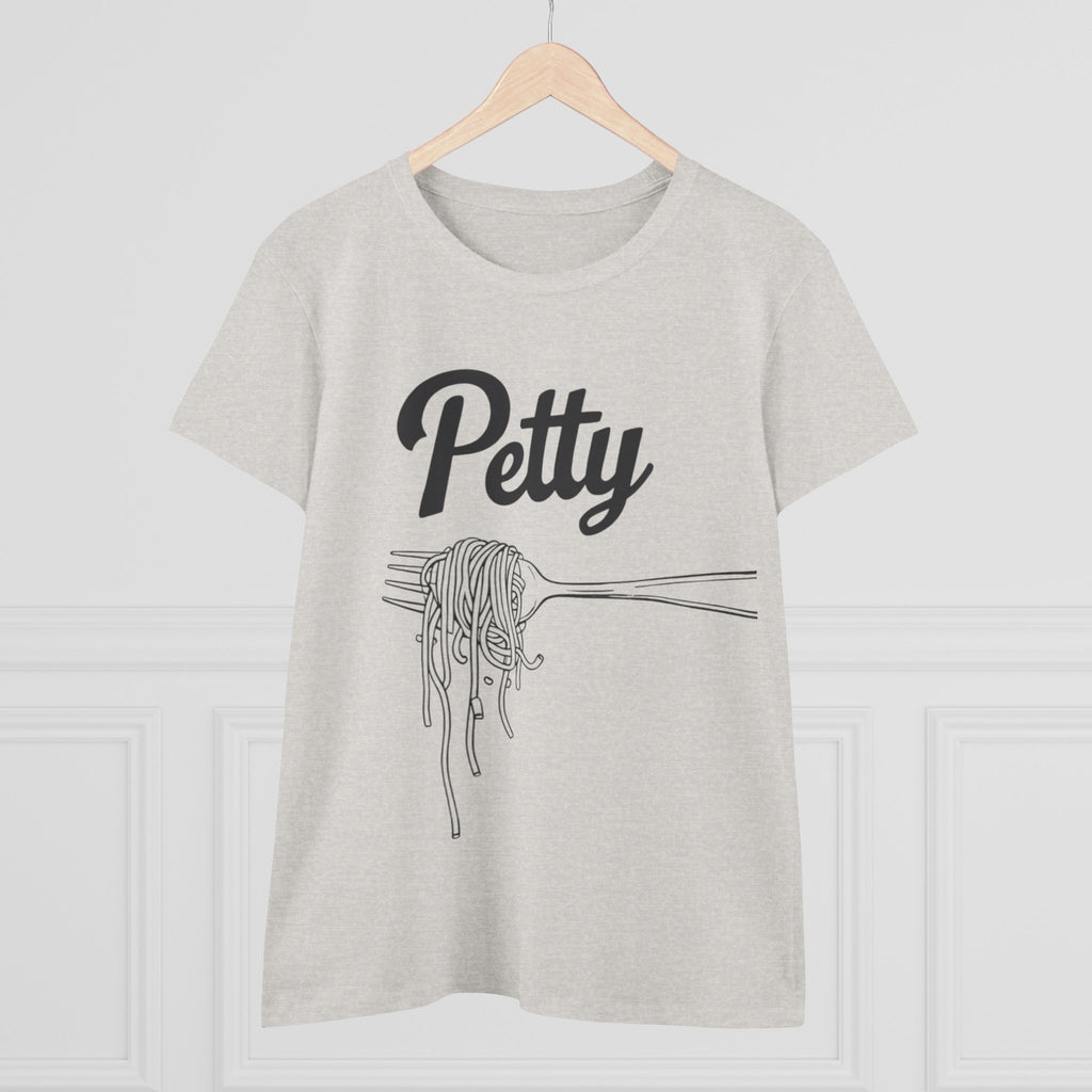 Petty spaghetti Women's Cotton Tee, Funny Graphic Tee, Casual Shirt, Gift for Foodies, Birthday Gift, Quirky Apparel gift for her