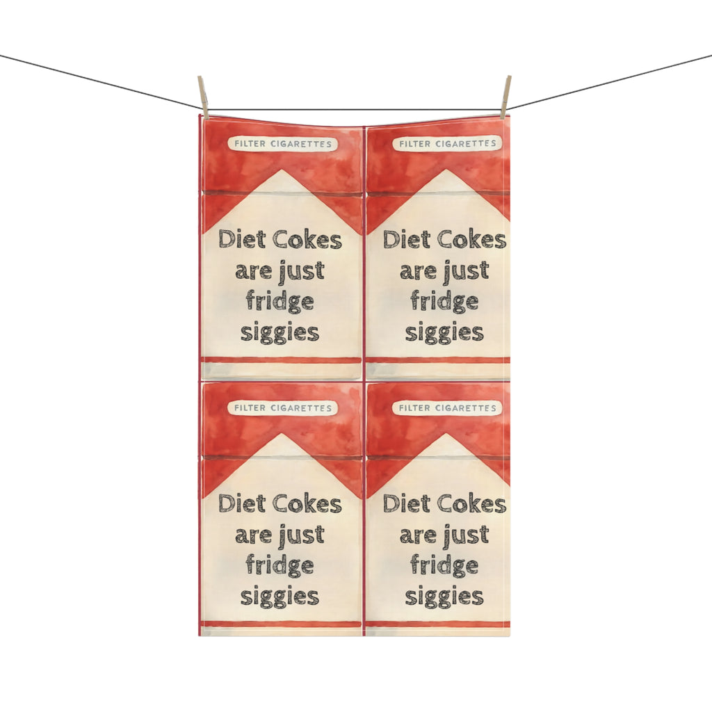 Diet Coke Fridge Cigarettes Gift, Kitchen Towels,  Cotton Towels, Poly Towel Set, Hand Towels, Housewarming Gift, Home Decor, Hostess Gift,