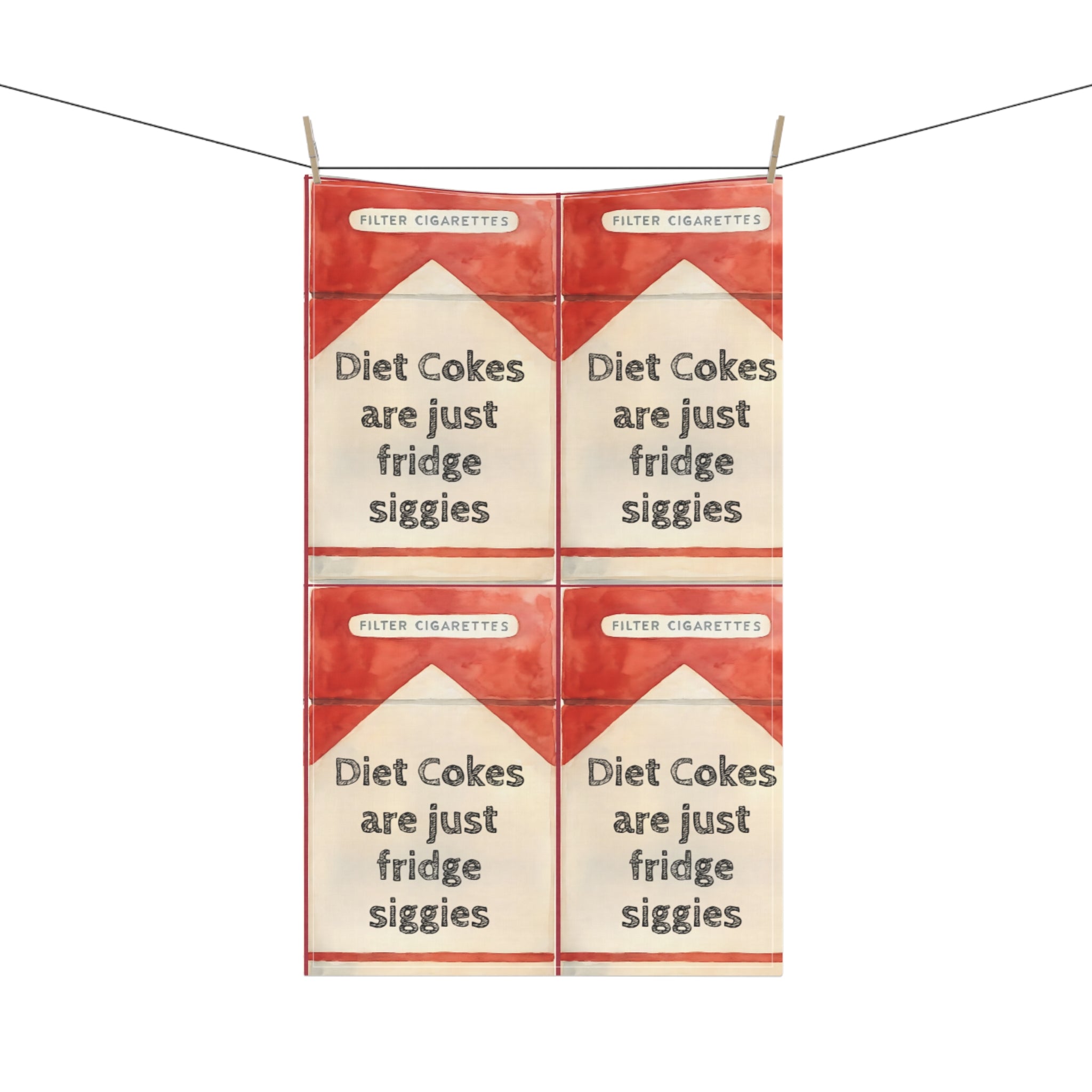 Diet Coke Fridge Cigarettes Gift, Kitchen Towels,  Cotton Towels, Poly Towel Set, Hand Towels, Housewarming Gift, Home Decor, Hostess Gift,