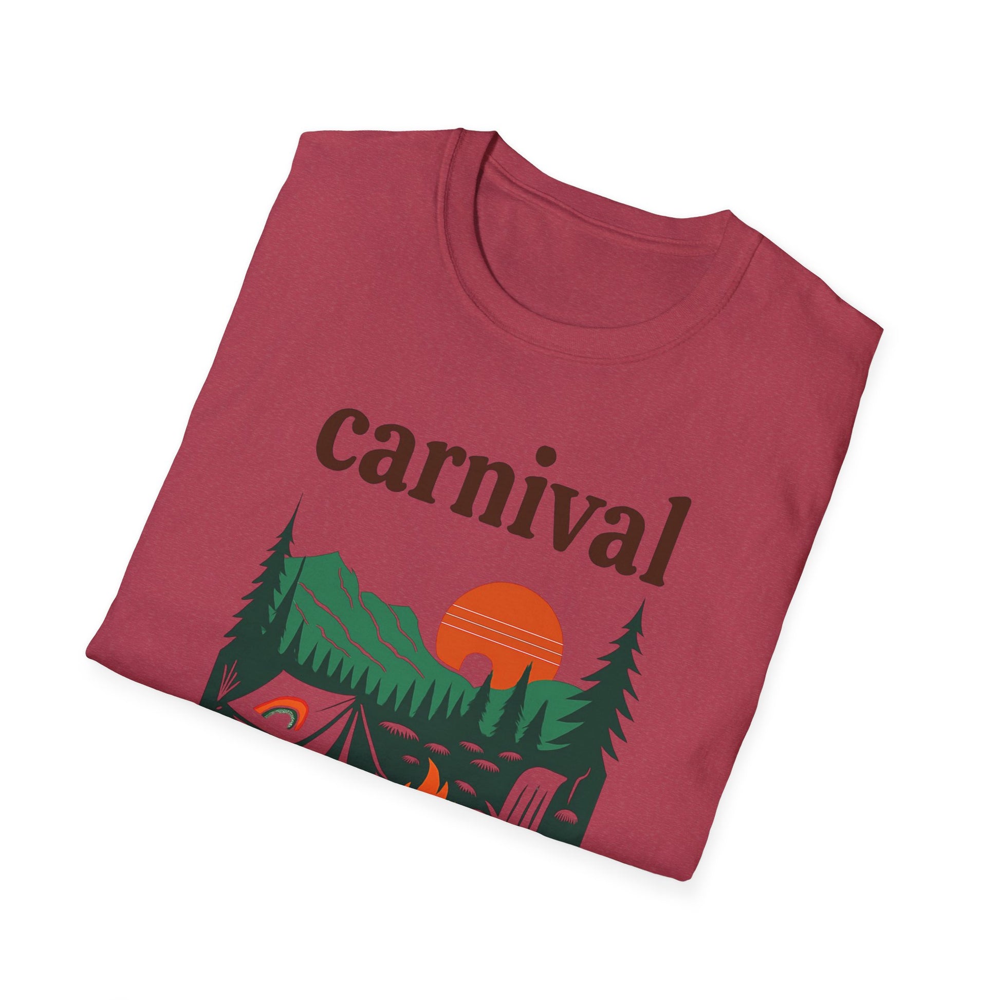 Vintage Camping Graphic T-Shirt, carnival rainbow Unisex Outdoor Tee, Nature Lover Gift, Festival , Retro Hiking Shirt, Carnival 2023 Merch