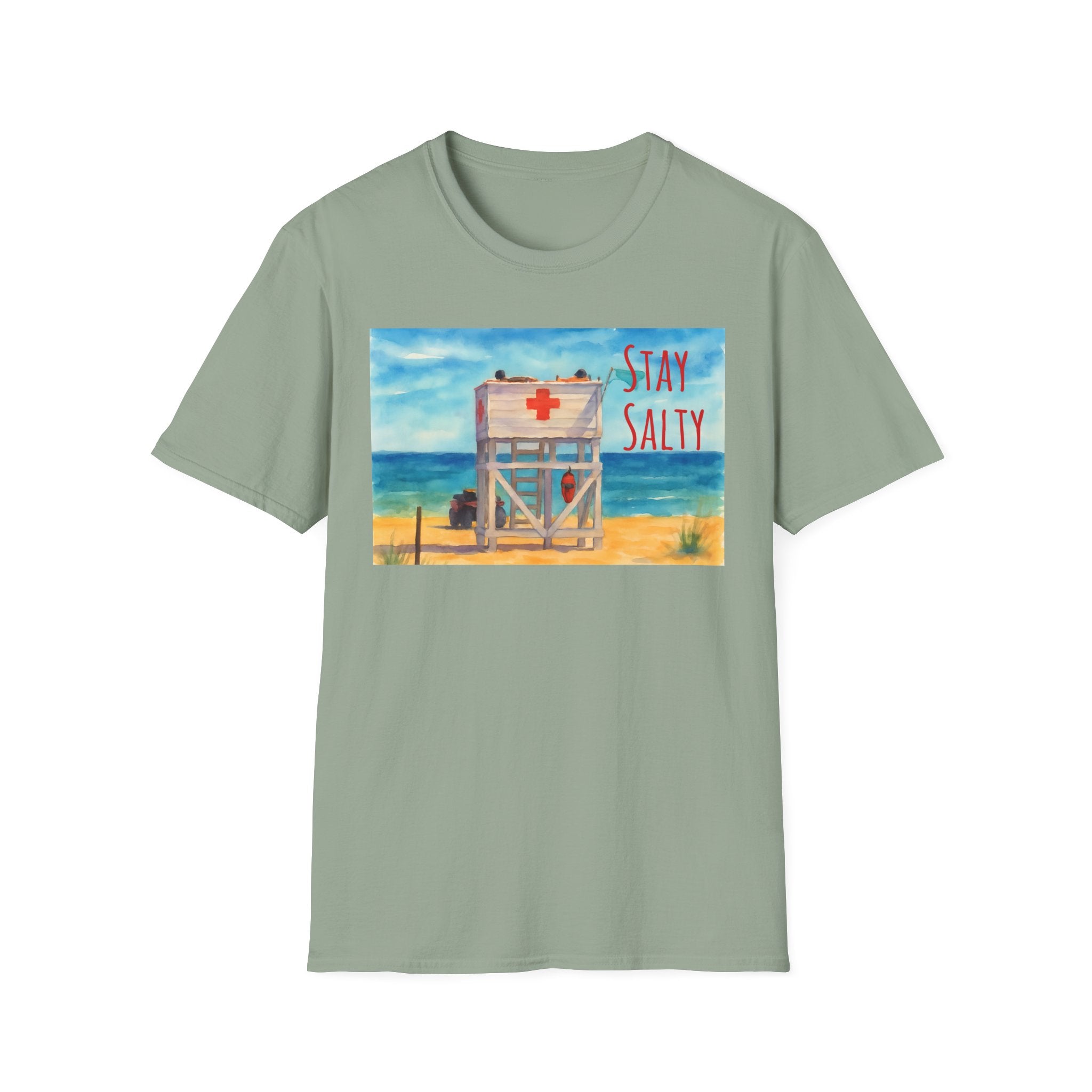 Stay Salty Ocean Vibes Unisex T-Shirt, Stay Salty Lifeguard Stand Beach Sunshine , Gift for Beach Lovers, Summer Tee, Coastal Theme Top,
