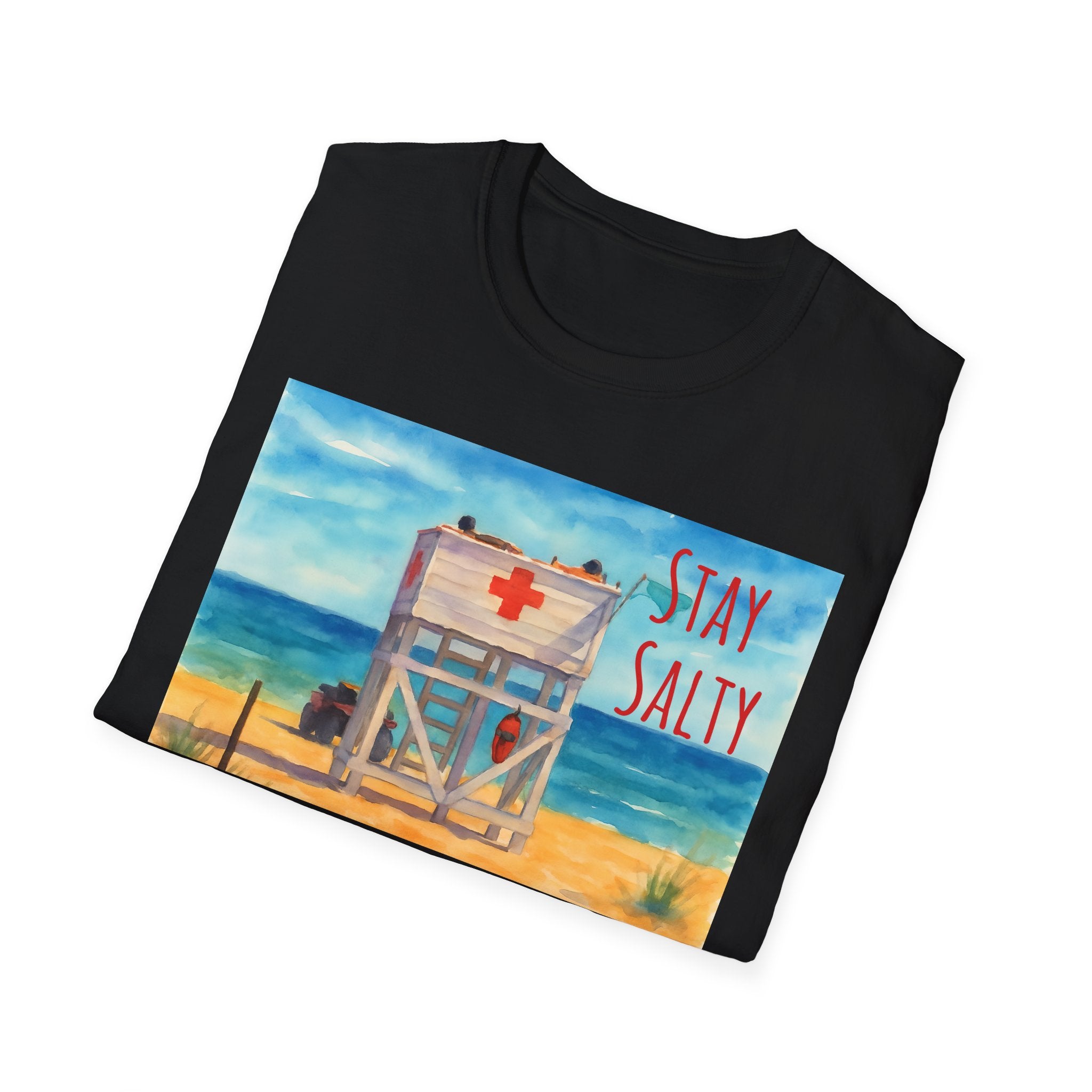Stay Salty Ocean Vibes Unisex T-Shirt, Stay Salty Lifeguard Stand Beach Sunshine , Gift for Beach Lovers, Summer Tee, Coastal Theme Top,