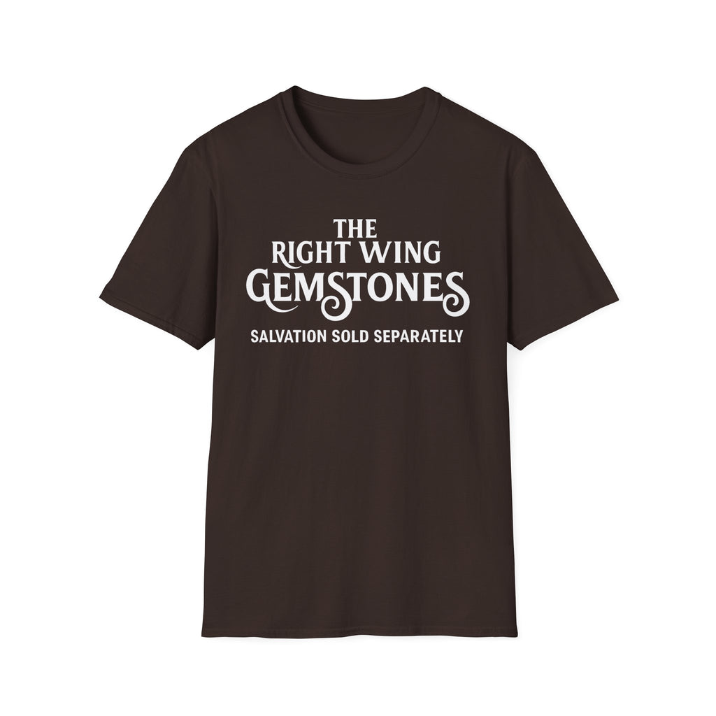 Right Wing Gemstones Unisex Softstyle T-Shirt, Salvation for sale activist Christmas Gift Shirt, Political Statement Tee, Liberal Protest
