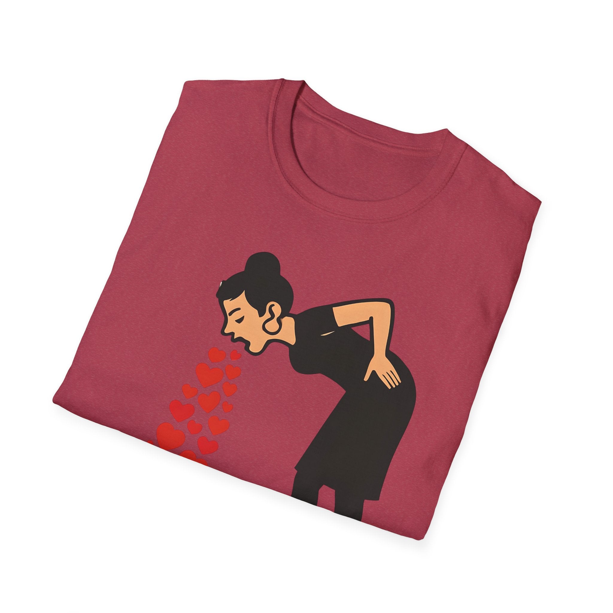 Vomiting Hearts T-Shirt, Anti Valentines Day Shirt, Art Girl Funny Love Humor gift , Sarcastic Romance Top, Dark Humor Graphic Shirt Unisex