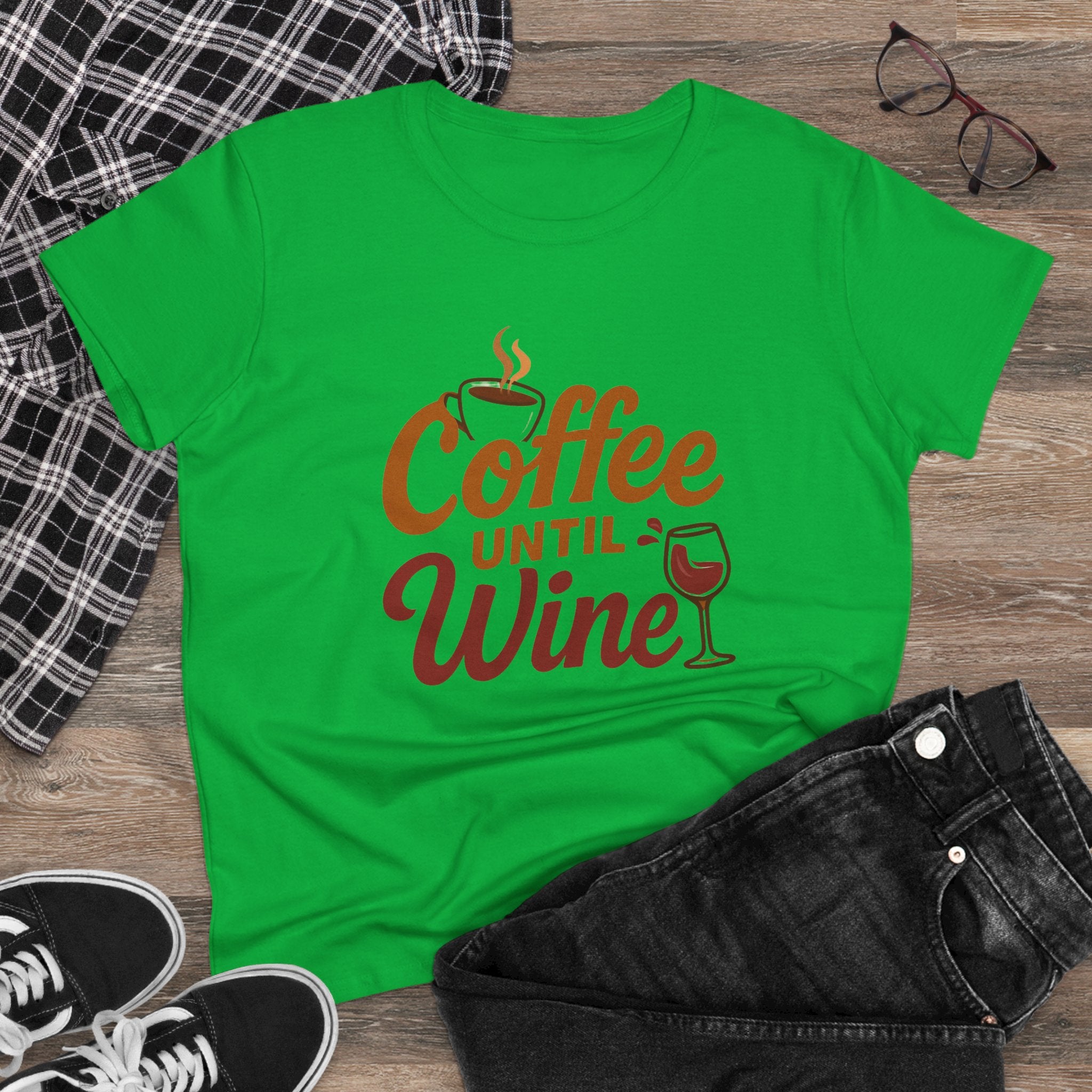 Coffee until wine tshirt coffee lovers wine lovers gift for her cozy, Women's Tee, Graphic Tee, Coffee Shirt, Wine Shirt, Funny Shirt