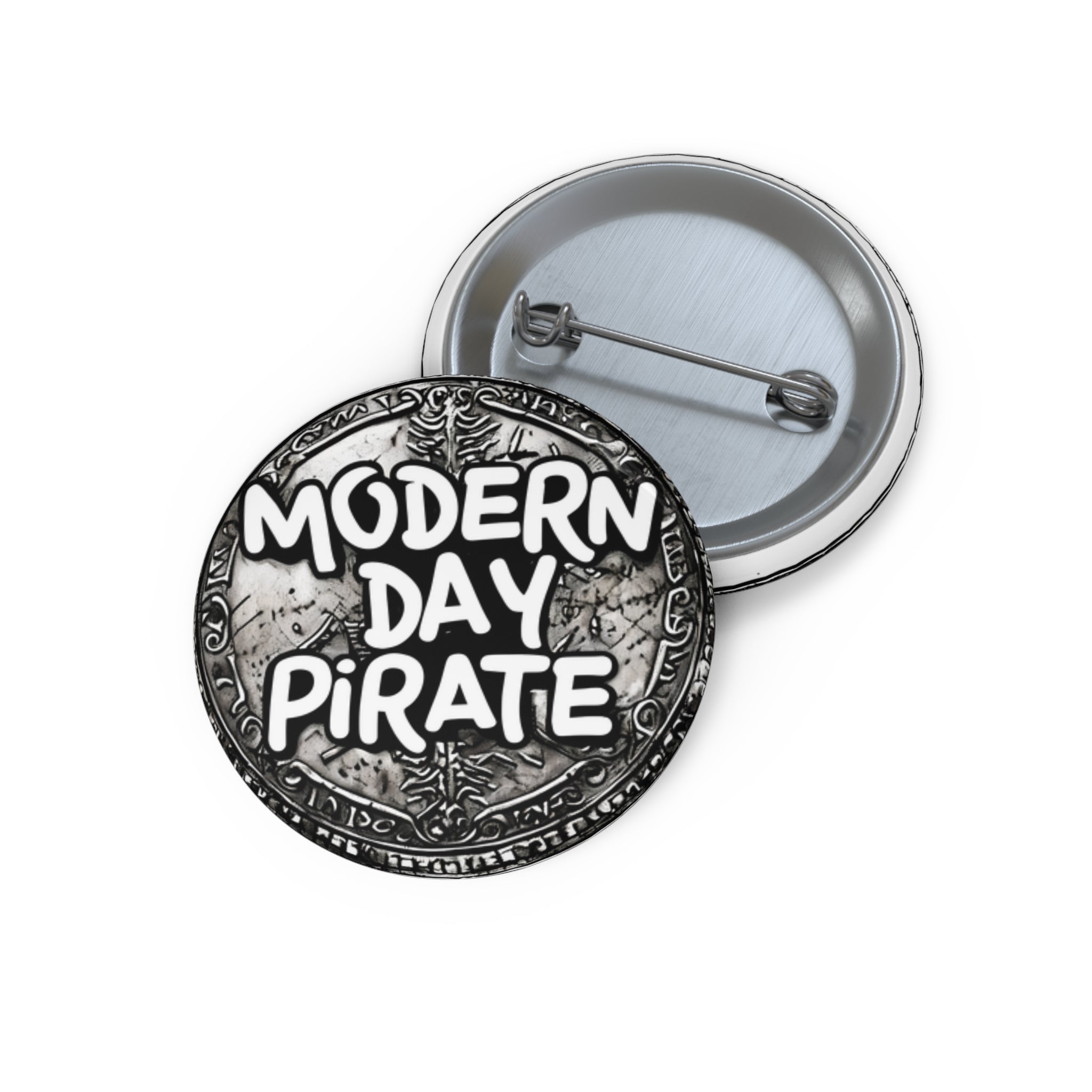 Metal Detecting Pin Buttons, Pirate Theme, Custom Design, Fun Gift for Treasure Hunters, Modern Pirate Accessories, Unique Button Badge