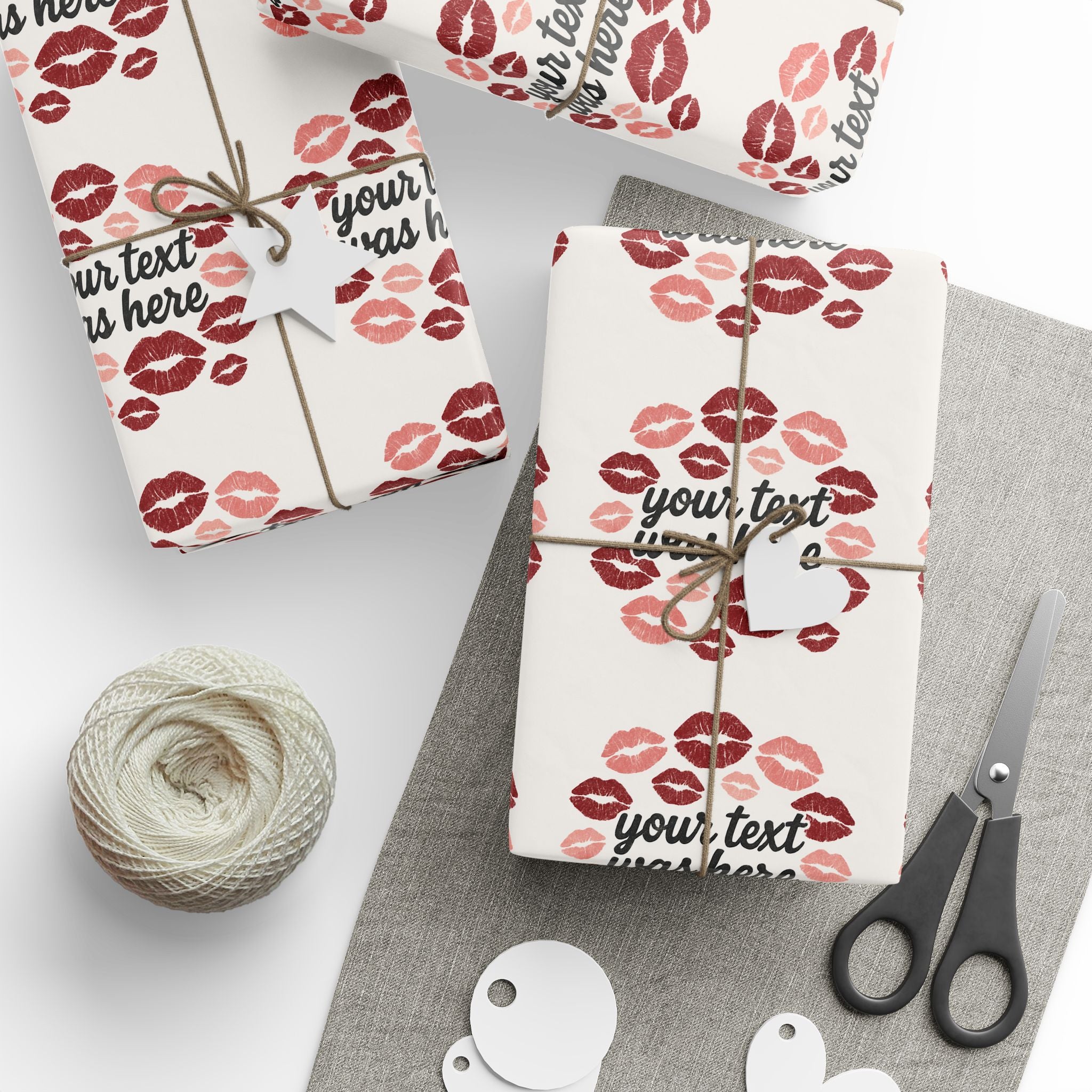 Personalized Any Name Kiss Print Wrapping Paper - Romantic Gift Wrap for Valentine's Day & Special Occasions grandparents aunts gifts for him