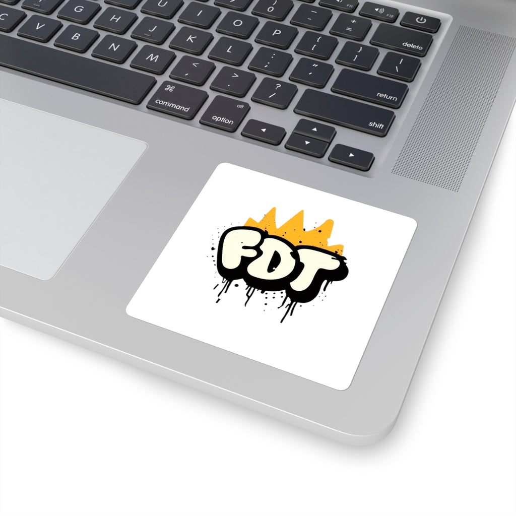 Trendy Square Stickers - FDT Vibe, Laptop Decal, Gift for Art Lovers, Customizable Stickers, Hip Decor
