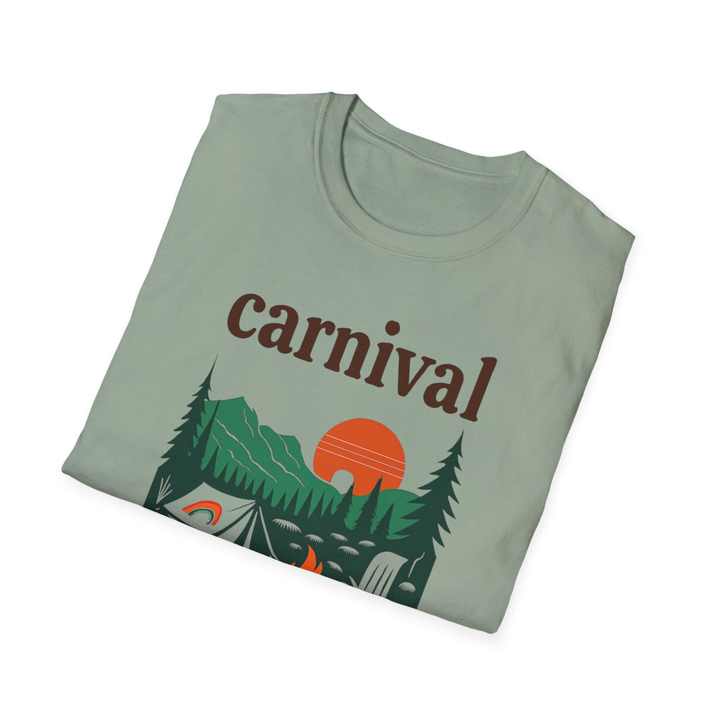 Vintage Camping Graphic T-Shirt, carnival rainbow Unisex Outdoor Tee, Nature Lover Gift, Festival , Retro Hiking Shirt, Carnival 2023 Merch
