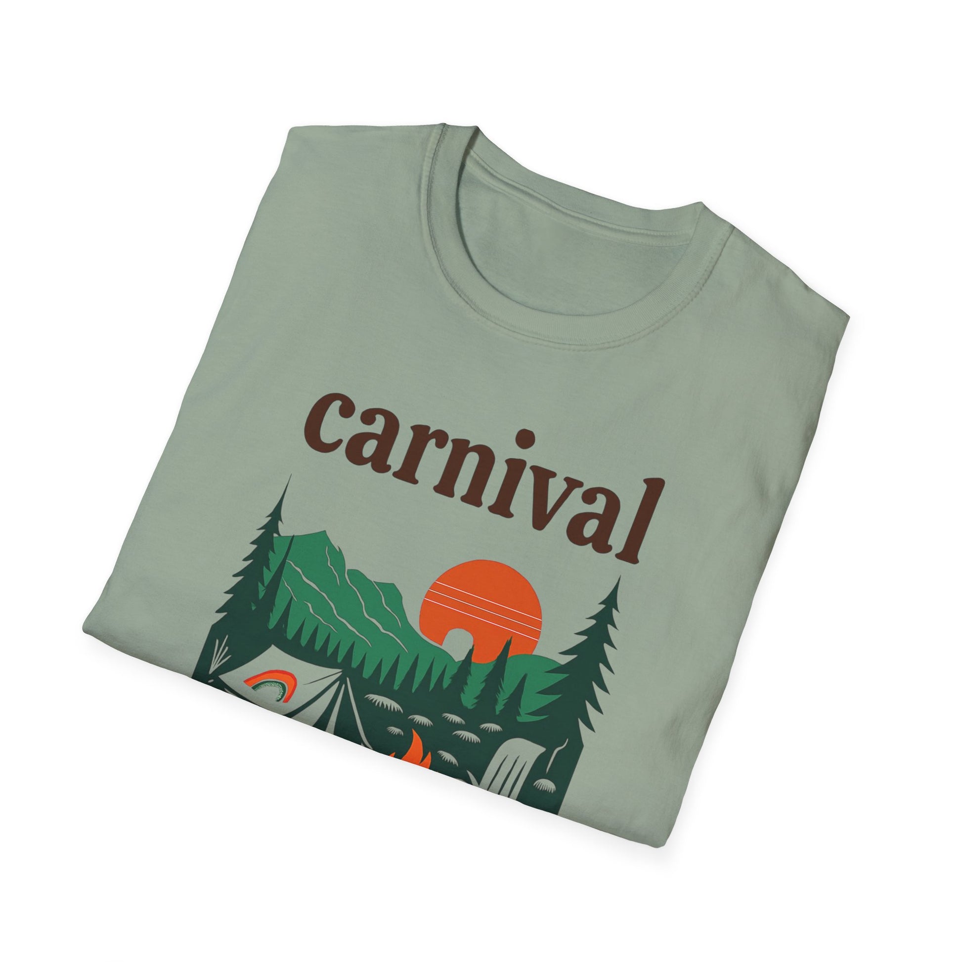 Vintage Camping Graphic T-Shirt, carnival rainbow Unisex Outdoor Tee, Nature Lover Gift, Festival , Retro Hiking Shirt, Carnival 2023 Merch