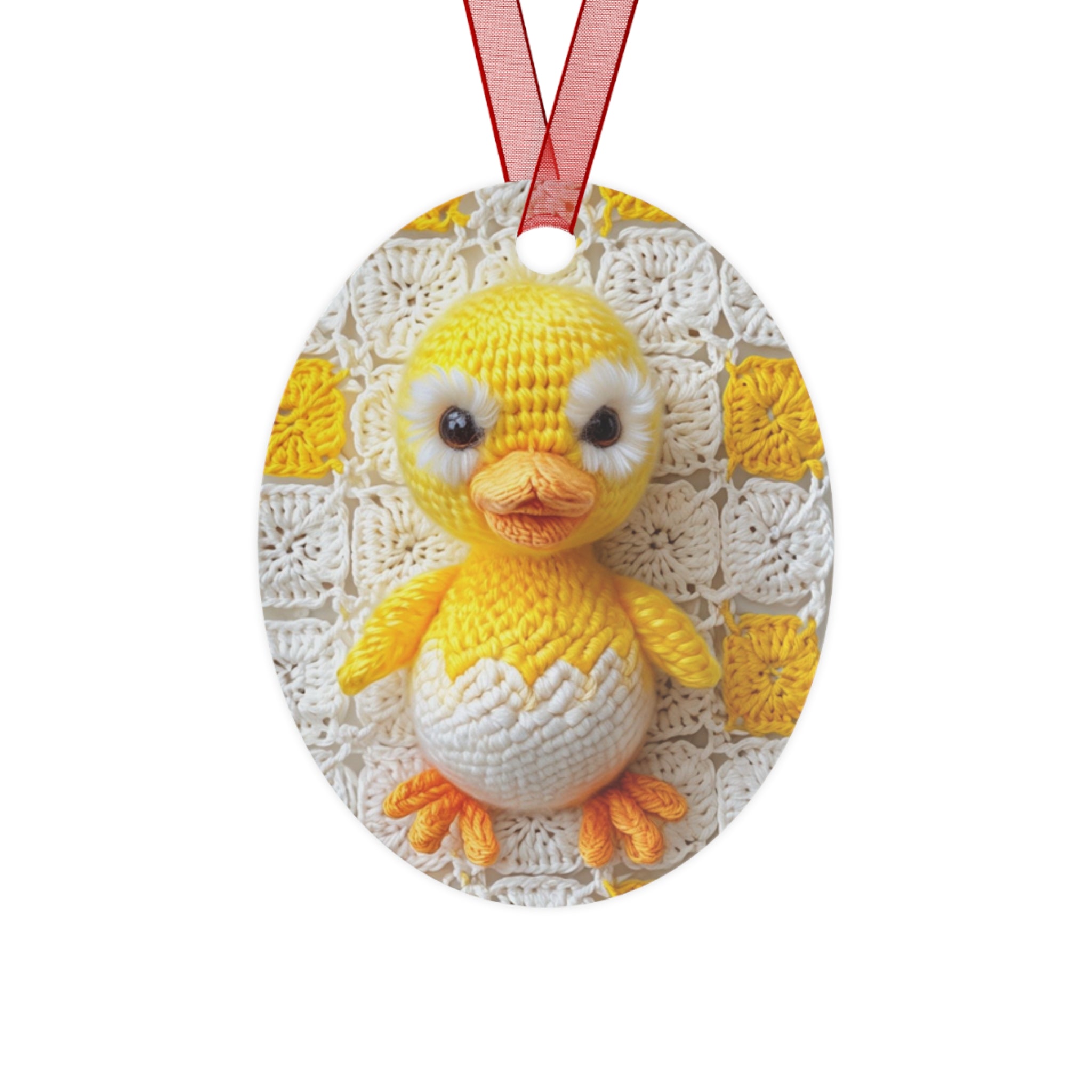 Duckling Metal Ornament — printed Cute Crochet Chick Egg Decoration for Easter & Baby  Shower Amigurumi