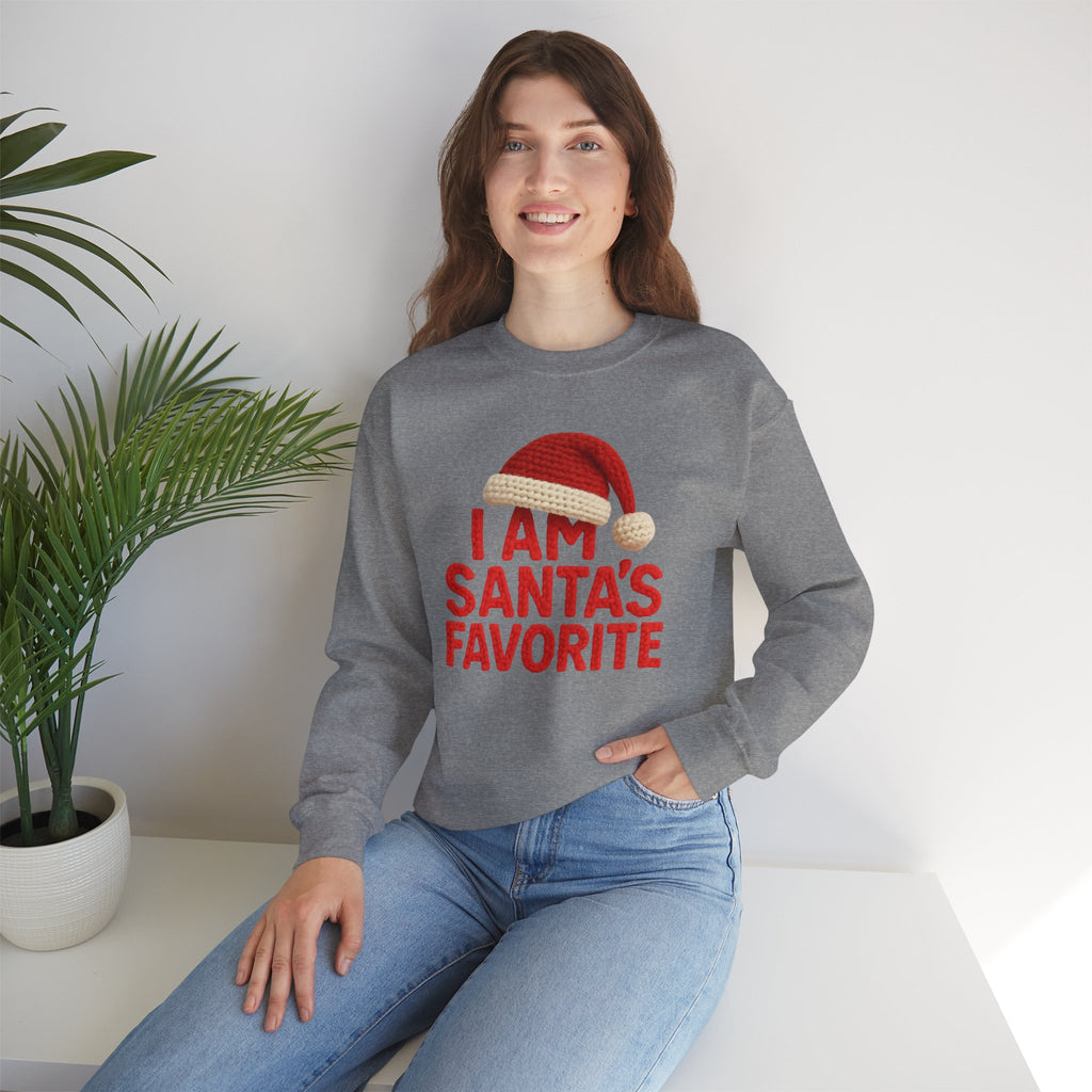 Christmas Sweatshirt - "I Am Santa's Favorite" Festive Crewneck printed