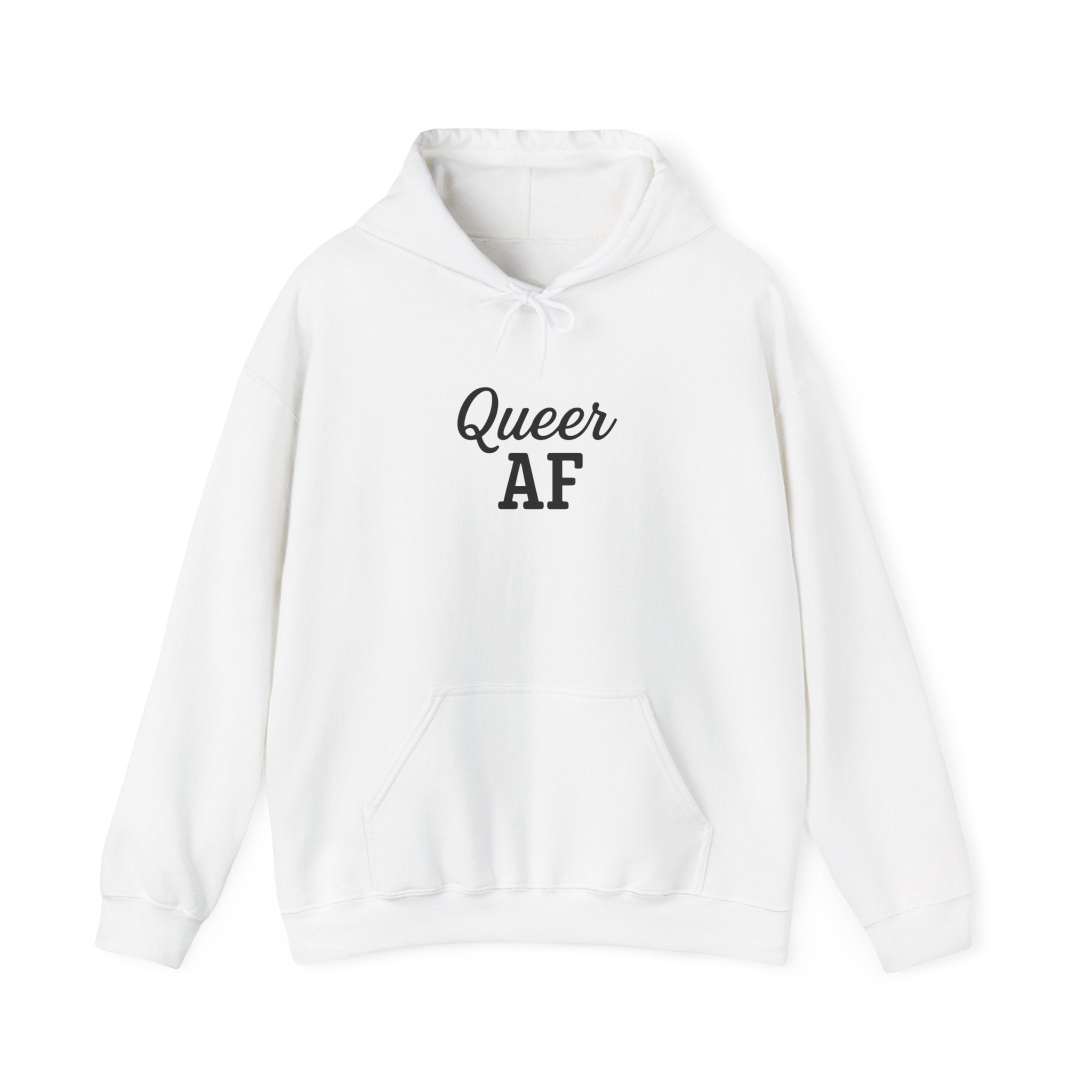 Queer AF Gay Pride Hoodie, Anti Trump Social Justice Sweatshirt, LGBTQ Gifts, Unisex Hooded Jumper