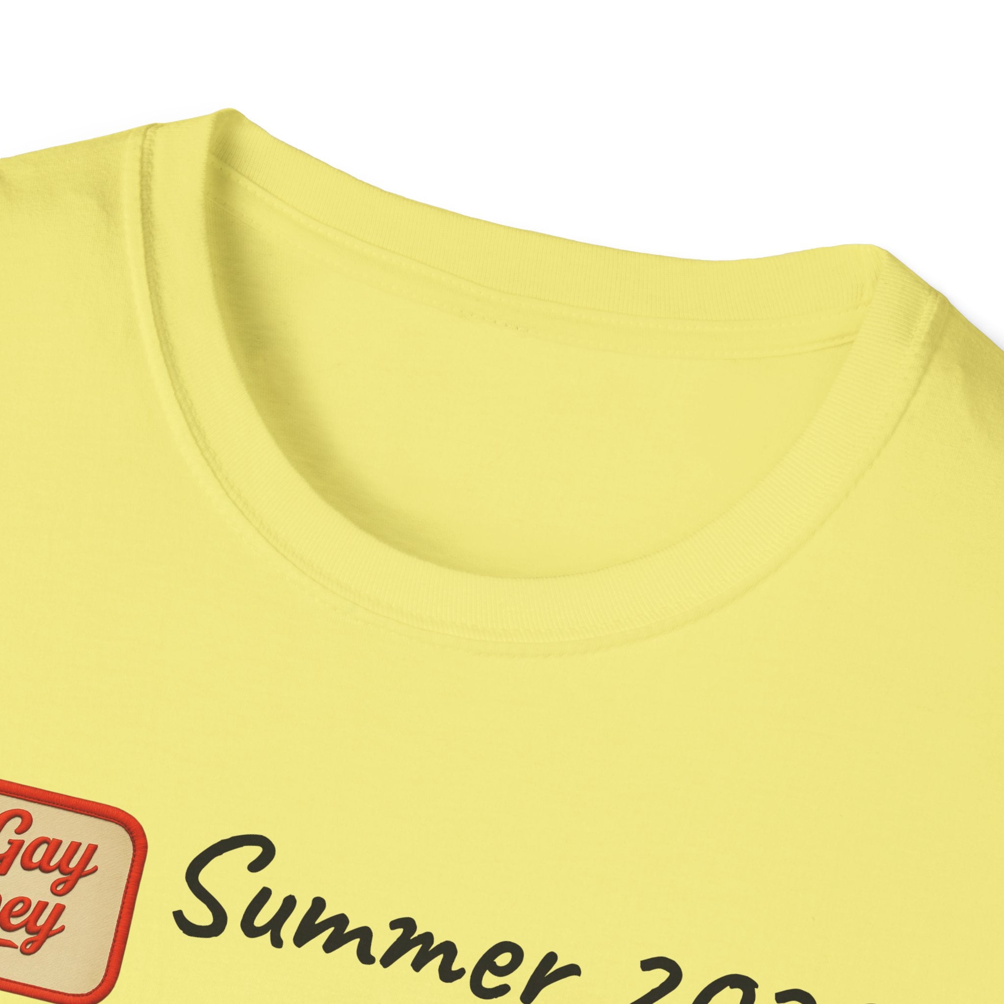 Summer 2025 Merit Badges carnival Unisex Softstyle T-Shirt, Gay Summer Apparel, Camp Vibes Tee, Unique Gifts, Casual Wear for Parties