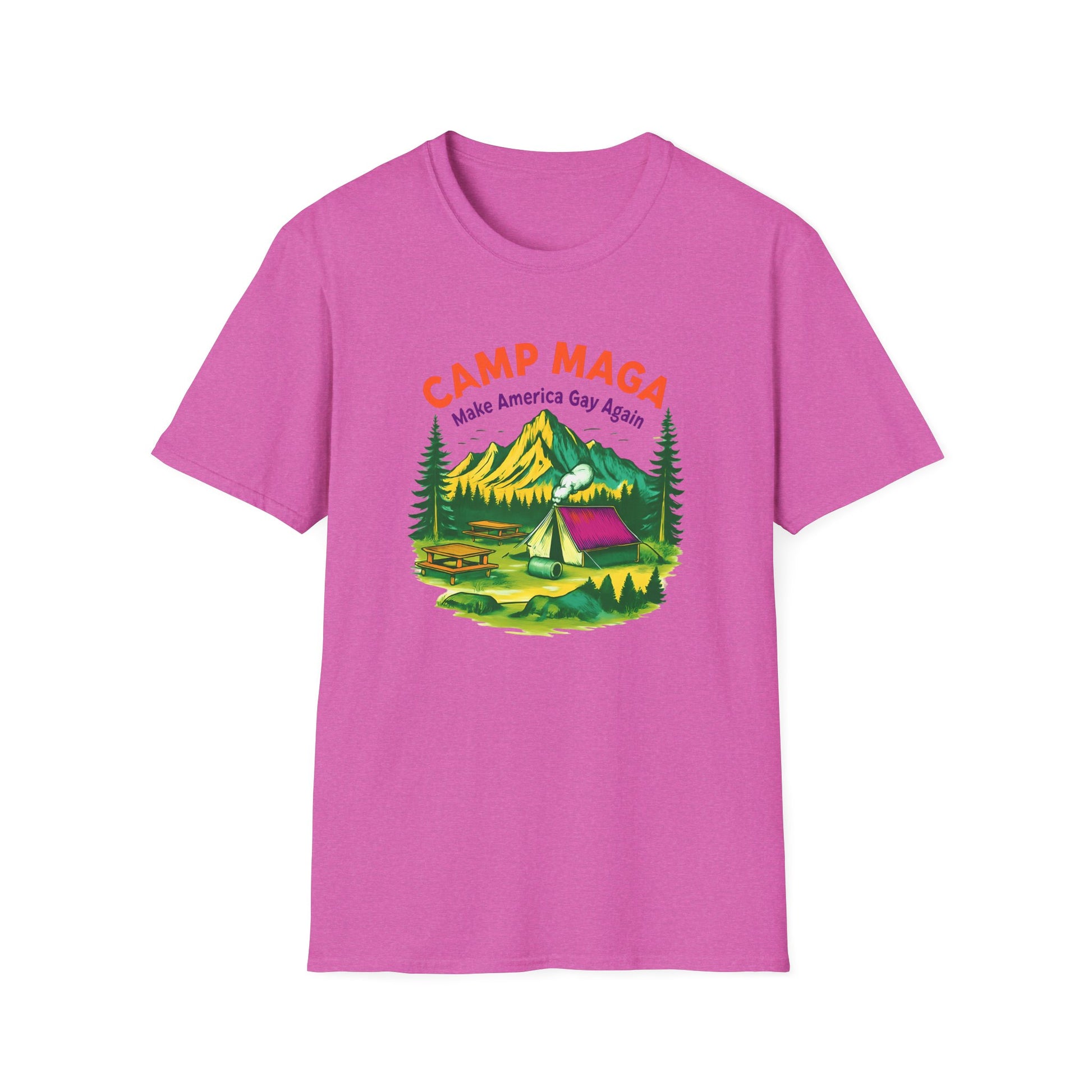 Camp MAGA Unisex make America gay again carnival Softstyle T-Shirt - Make America Gay Again, LGBTQ Pride Shirt, Camping Tee, Gift for [...]
