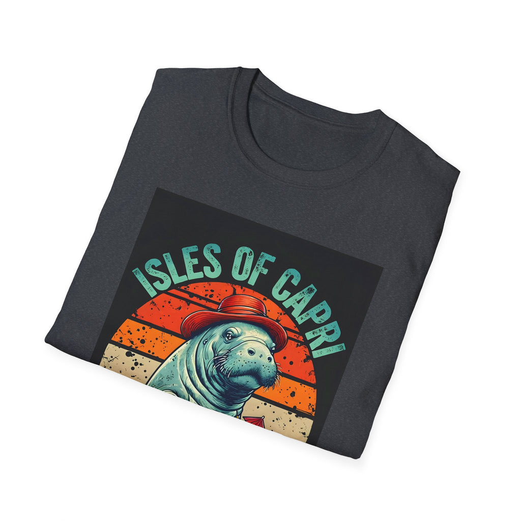 Manatee Lover Unisex Softstyle T-Shirt, Animal Print Shirt, Wildlife Tee, Ocean Theme Top, Nature Graphic Tee