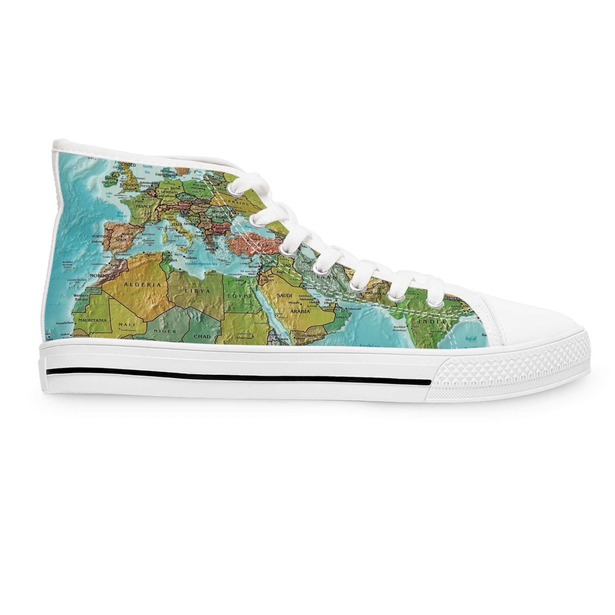 High Top Sneakers - The World At Your Feet Design