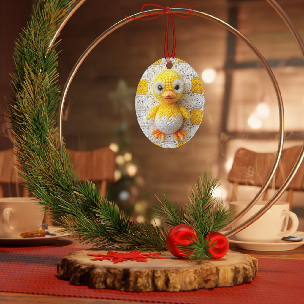 Duckling Metal Ornament — printed Cute Crochet Chick Egg Decoration for Easter & Baby  Shower Amigurumi
