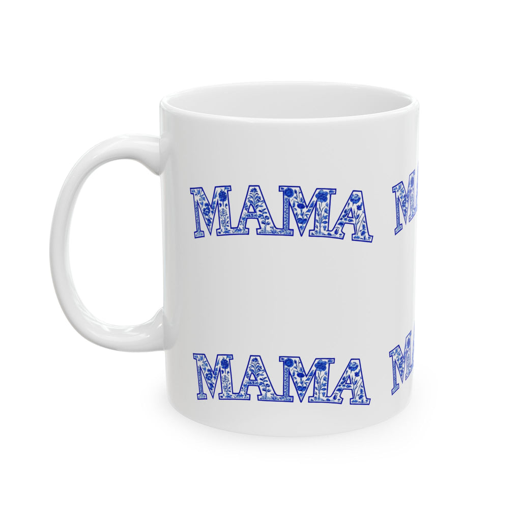 Blue Floral "Mama" Ceramic Mug, Perfect Gift for Mother's Day, Tea Lovers, Coffee Lovers, Birthday, Home Decor, Kitchen Chinoiserie