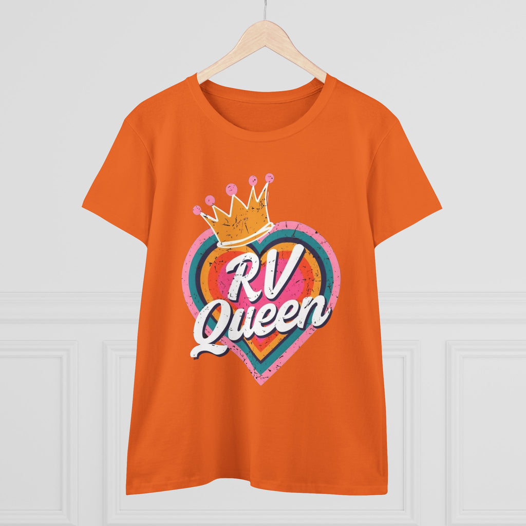 T-Shirt, RV Queen Camping Traveling, Women's Midweight Cotton Tee, Outdoor Adventure Shirt, Camper Life Top, Road Trip Apparel, Campfire