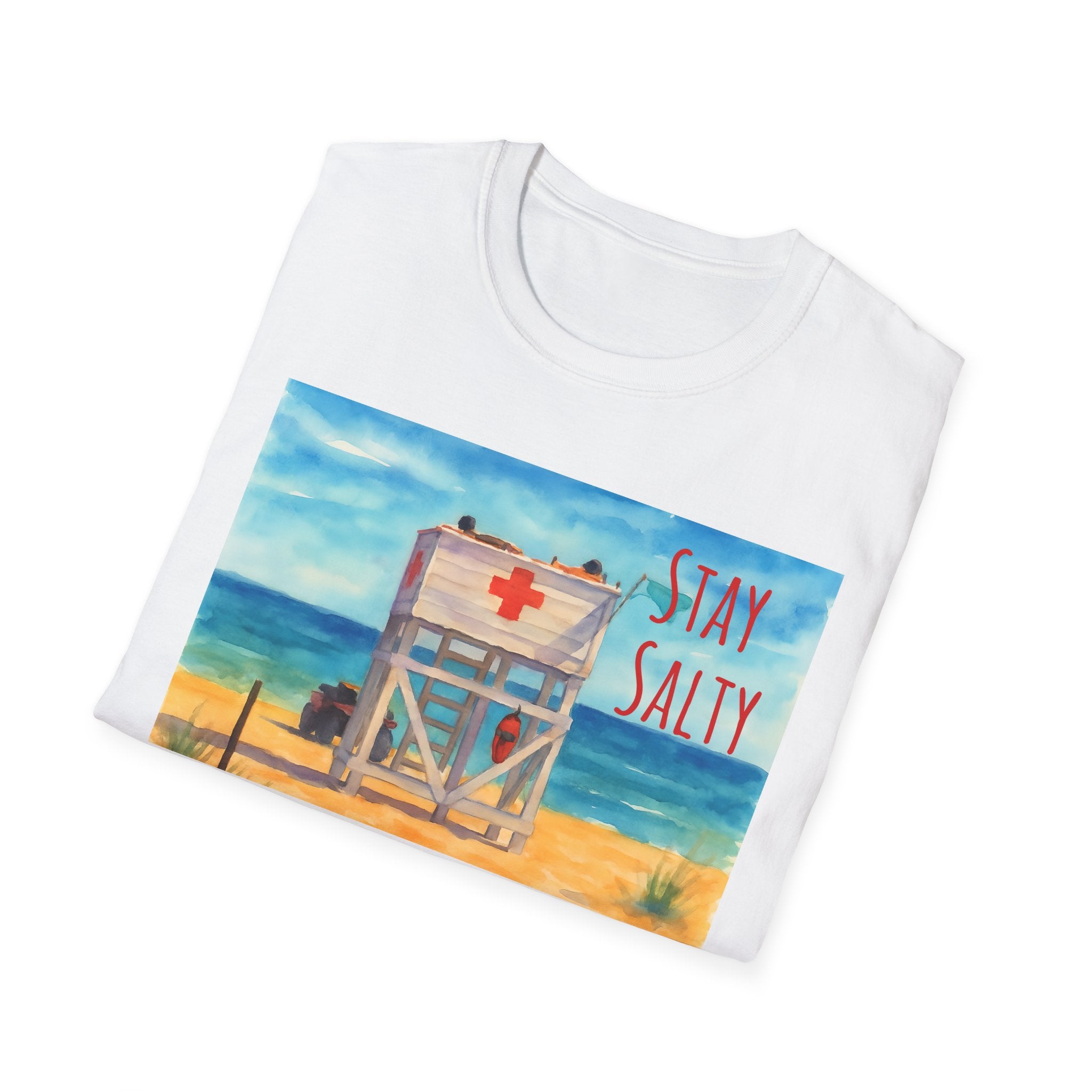 Stay Salty Ocean Vibes Unisex T-Shirt, Stay Salty Lifeguard Stand Beach Sunshine , Gift for Beach Lovers, Summer Tee, Coastal Theme Top,