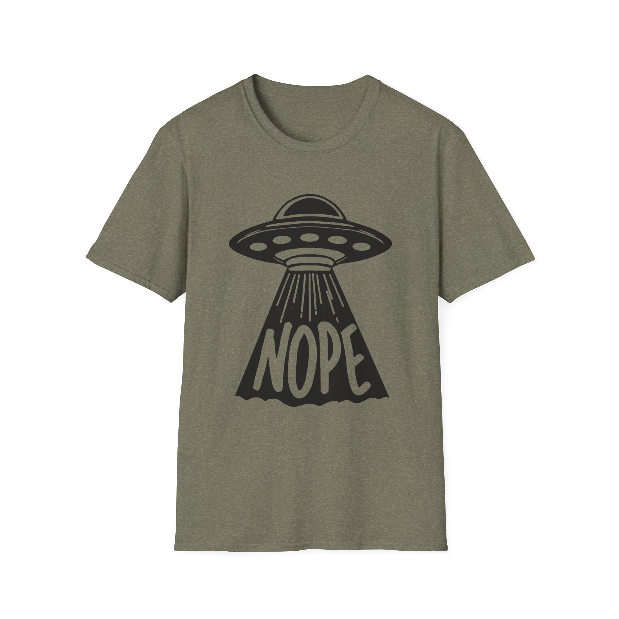 Extraterrestrials say Nope Unisex Softstyle T-Shirt - Funny Alien Design, UFO Lover Gift, Space Enthusiast Tee, Sci-Fi Graphic Shirt, Cosmic