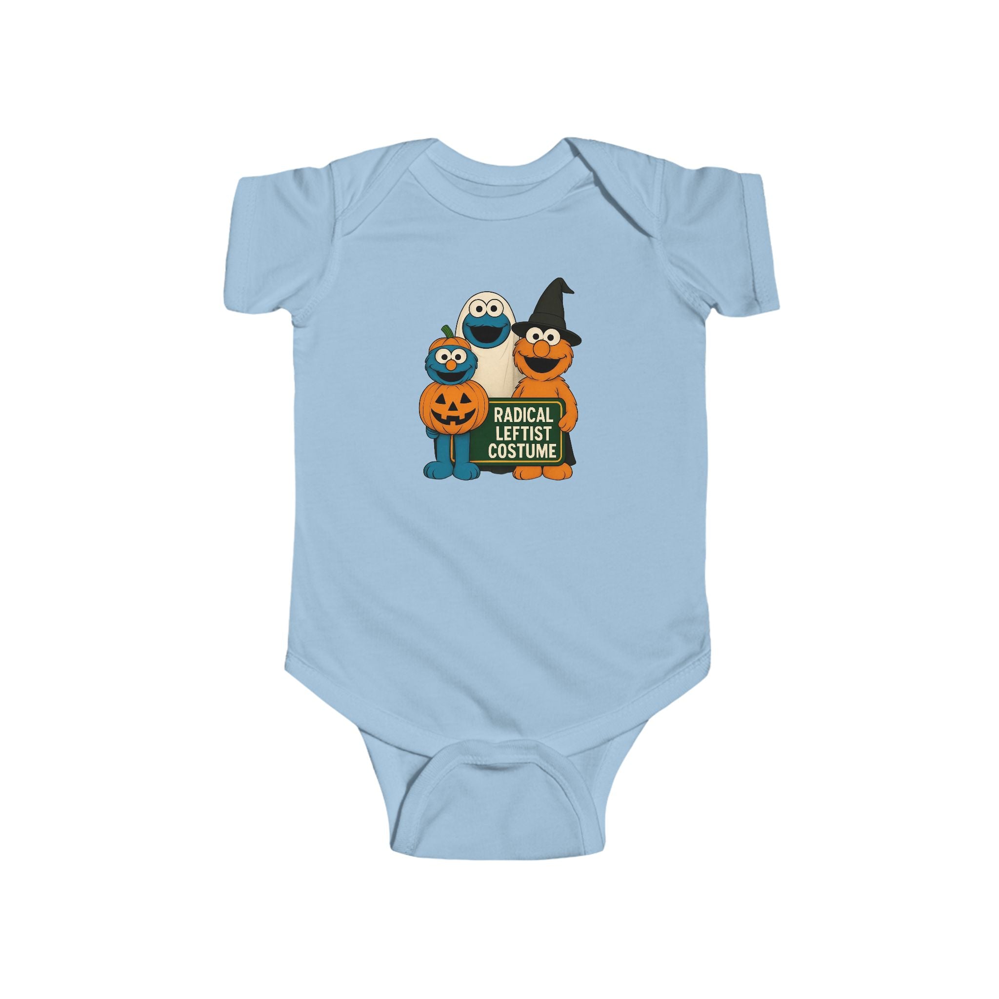 Funny, infant Halloween costume, onesie radical left political humor, anti-Trump, social justice, kindness, and diversity leftist gift