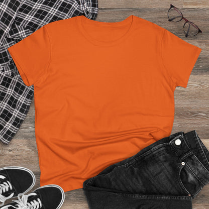 Artistic Goldfish Graphic Women's Midweight Cotton Tee koi On back of tee