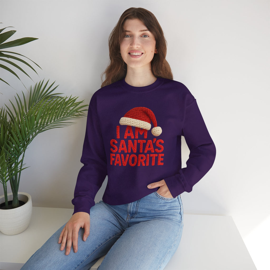 Christmas Sweatshirt - "I Am Santa's Favorite" Festive Crewneck printed