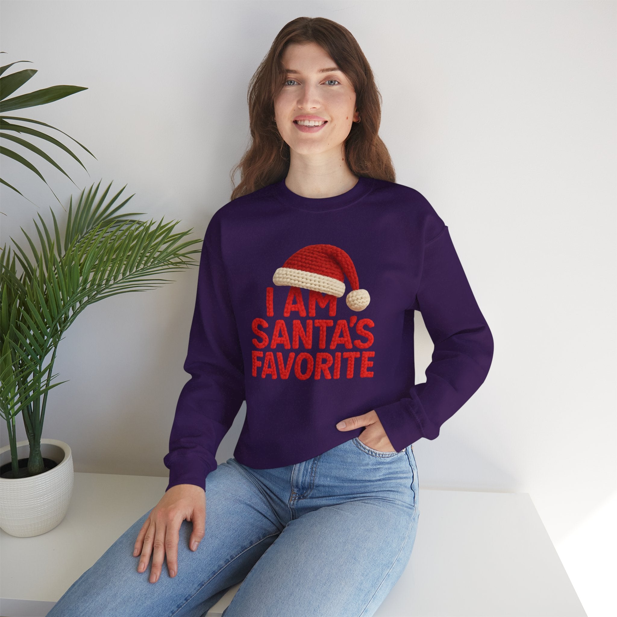 Christmas Sweatshirt - "I Am Santa's Favorite" Festive Crewneck printed