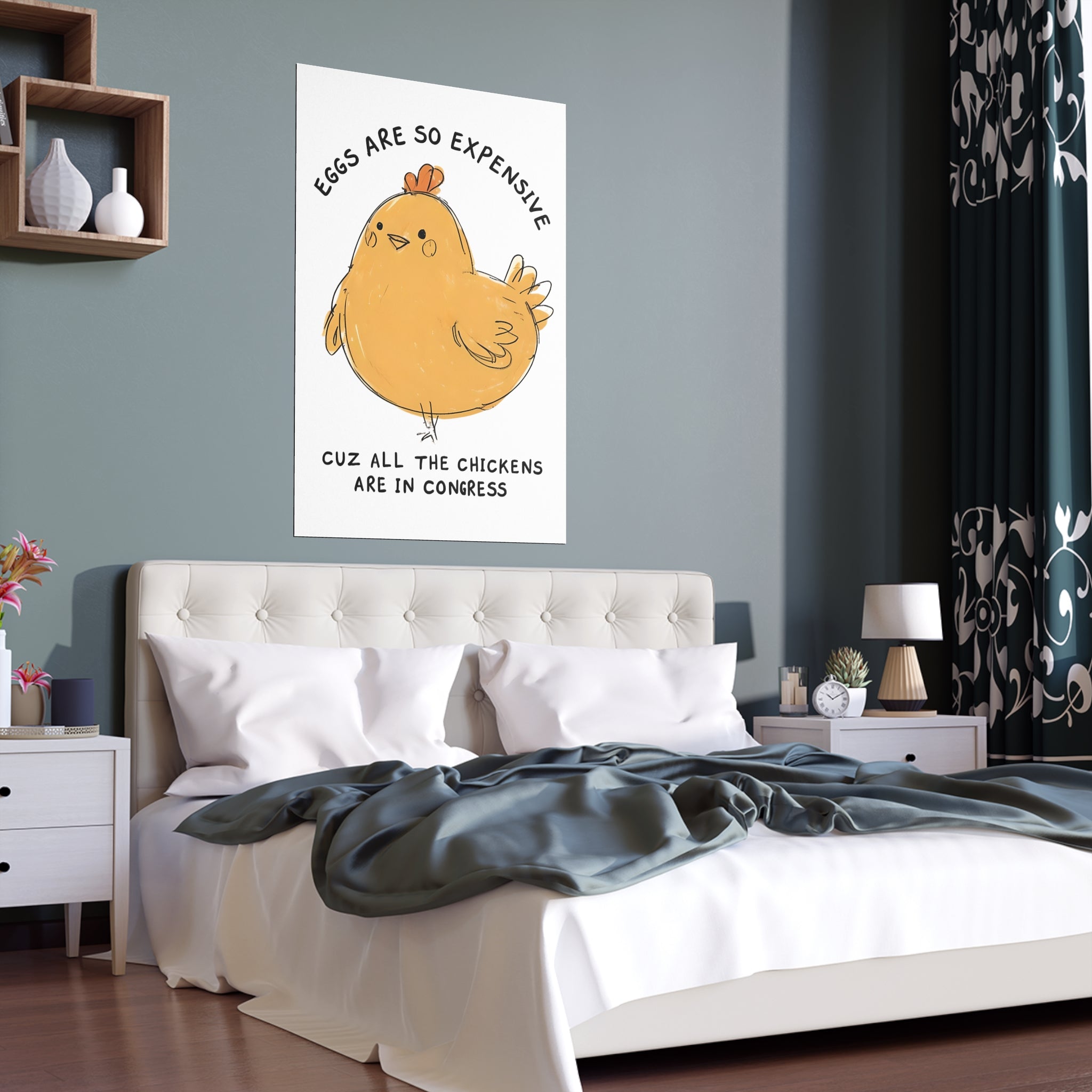 Eggs are Expensive Protest Sign Print, Wall Art, Home Decor, Funny Poster Gift, Indoor Outdoor Art Silk Poster, anti Trump