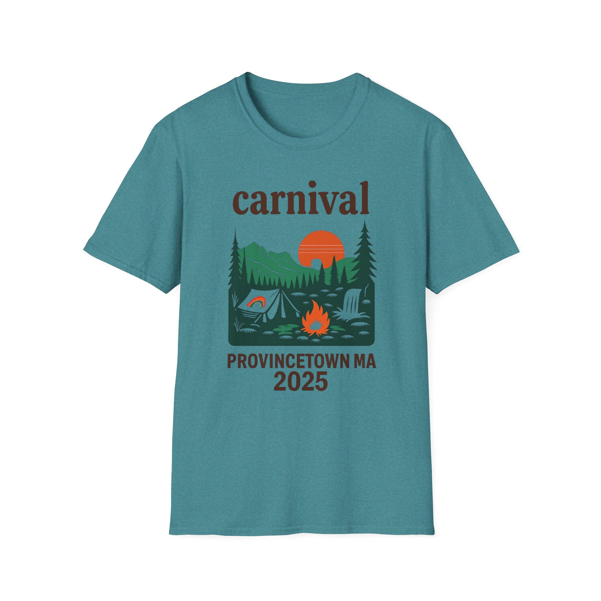 Vintage Camping Graphic T-Shirt, carnival rainbow Unisex Outdoor Tee, Nature Lover Gift, Festival , Retro Hiking Shirt, Carnival 2023 Merch