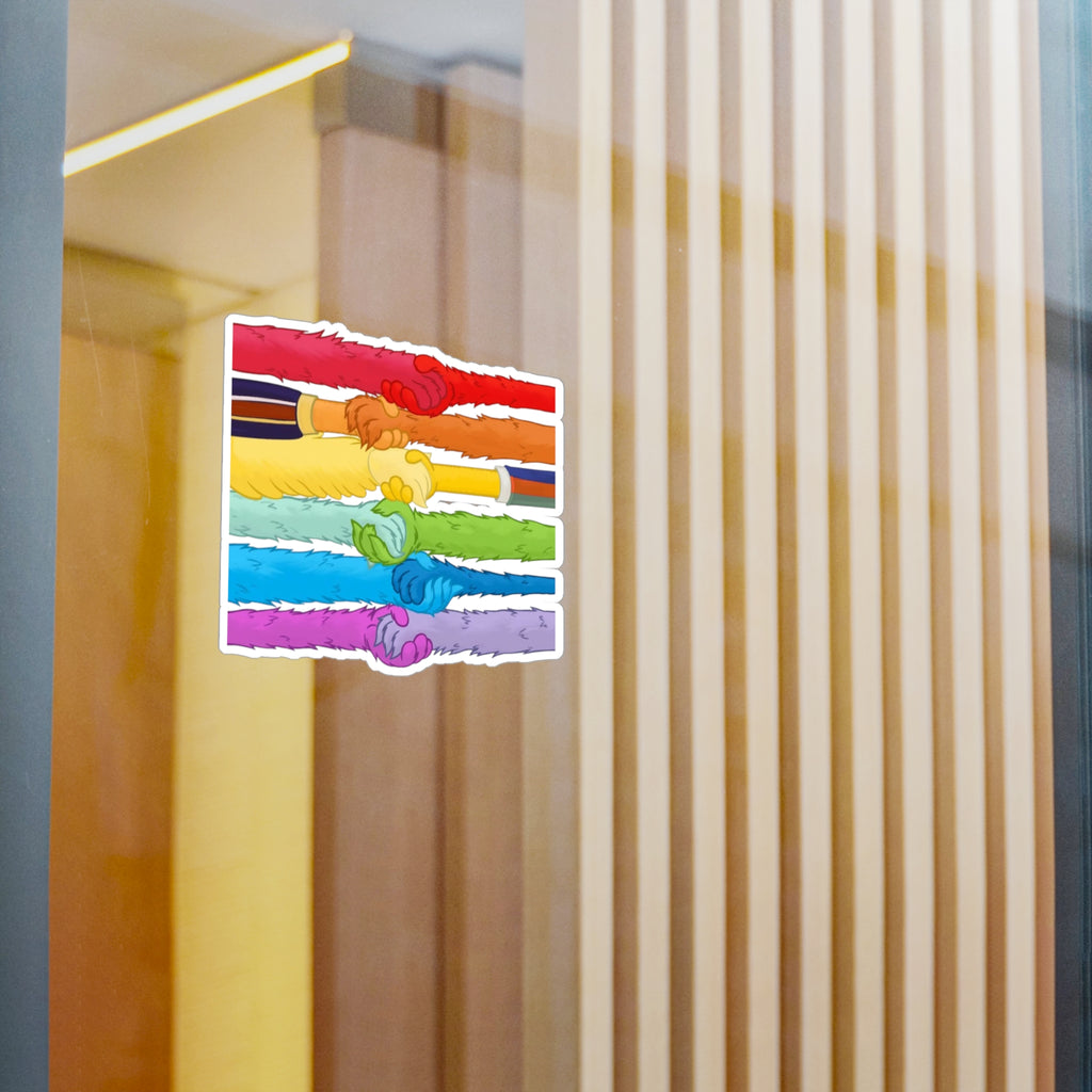 Kindness and diversity matter! Colorful Pride LGBTQ+ anti trump  Colorful Handshake Vinyl Decals, Stickers, Laptop Pride, Friendship Gifts